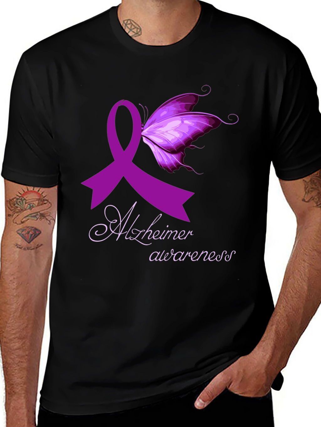 Alzheimers Awareness Butterfly Ribbon T-Shirt