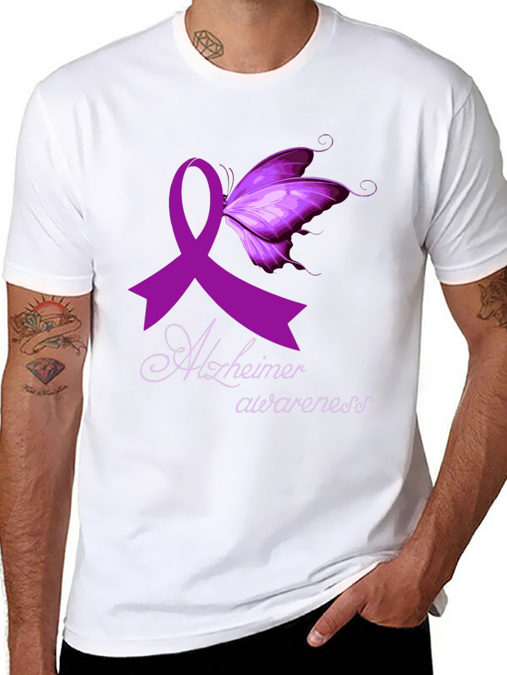 Alzheimers Awareness Butterfly Ribbon T-Shirt