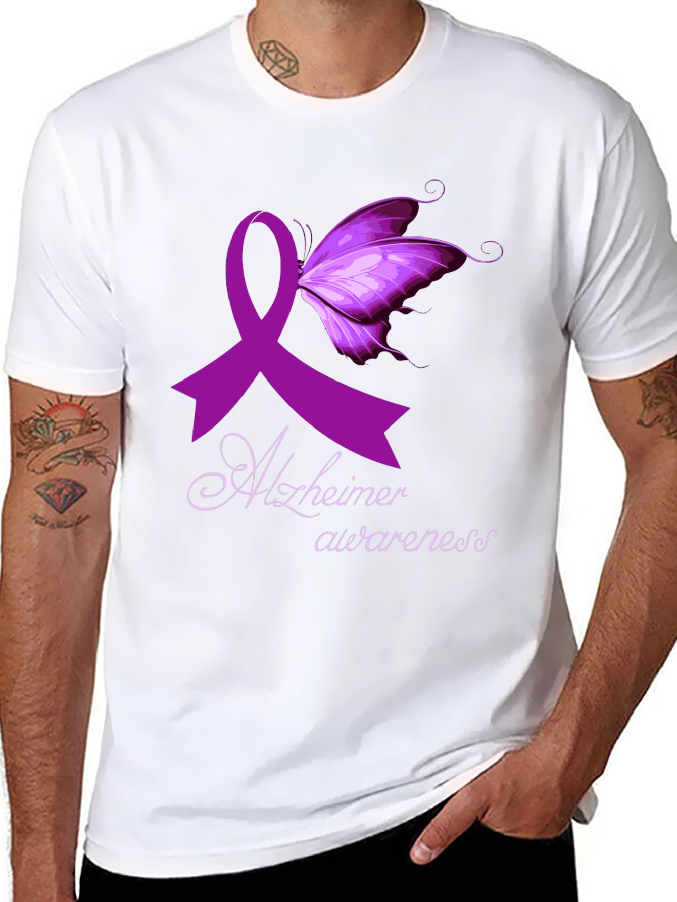 Alzheimers Awareness Butterfly Ribbon T-Shirt