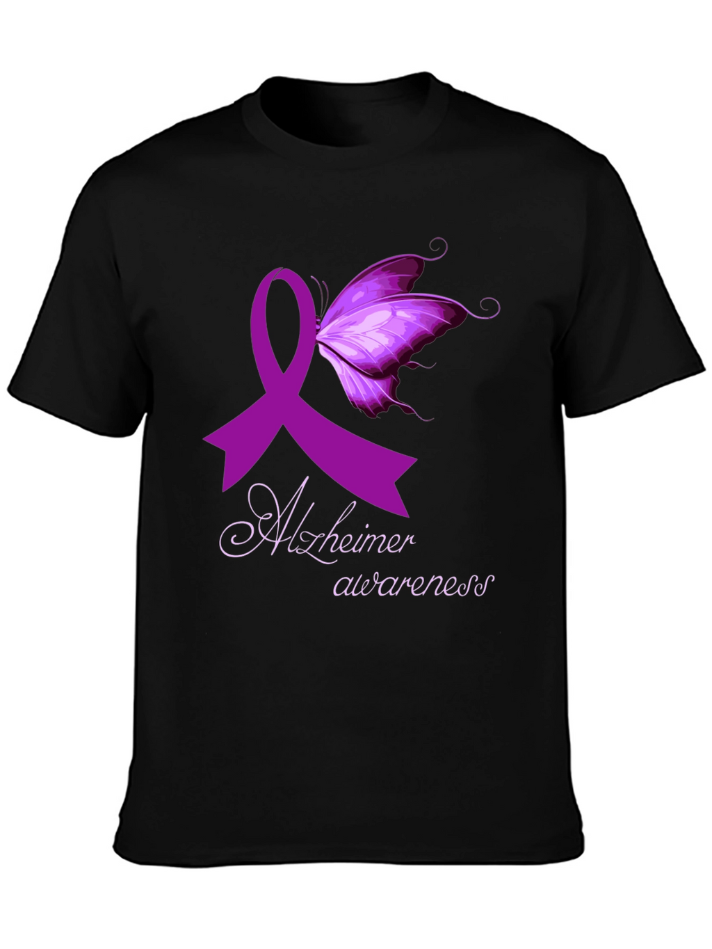 Alzheimers Awareness Butterfly Ribbon T-Shirt