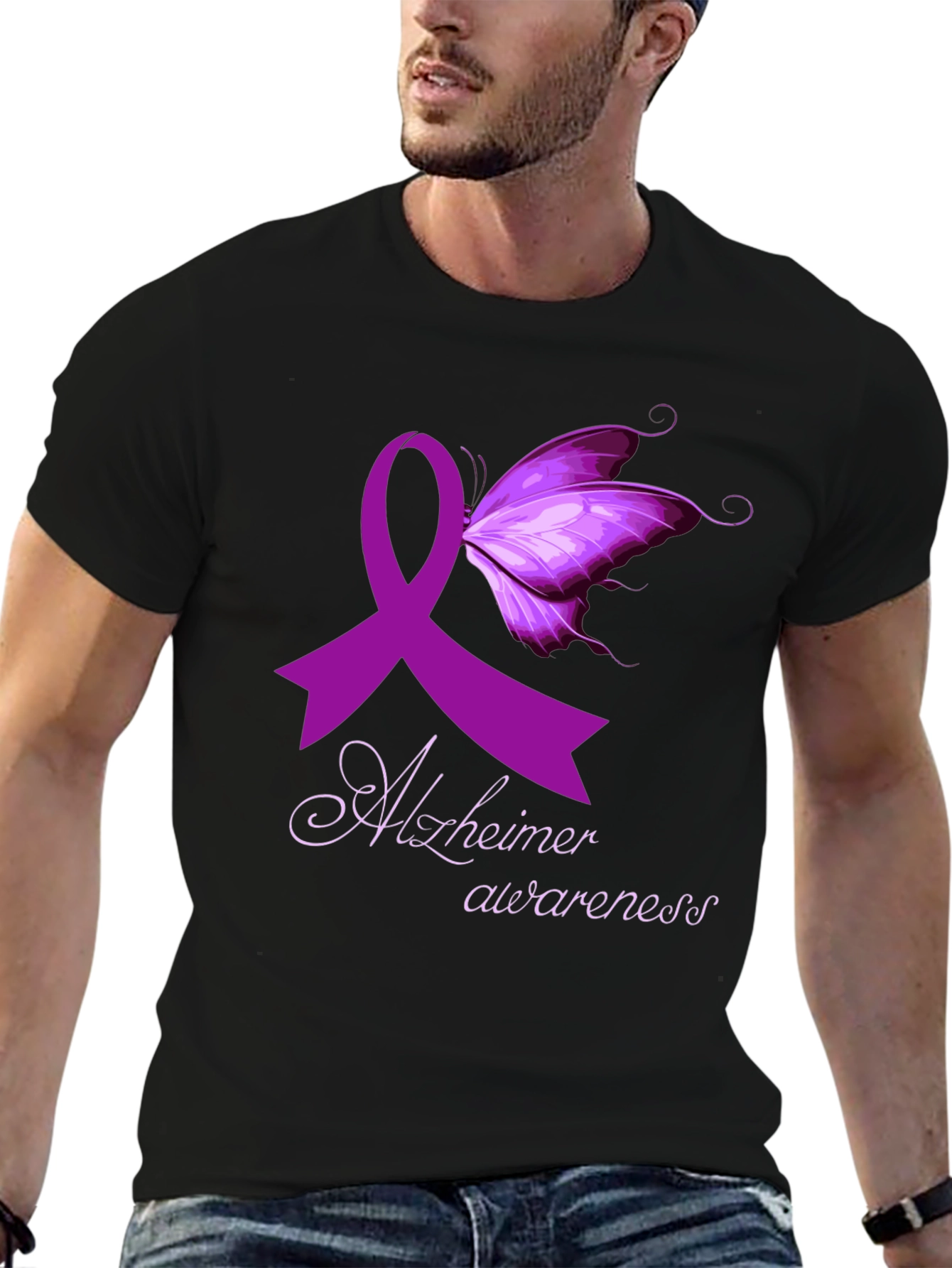 Alzheimers Awareness Butterfly Ribbon T-Shirt