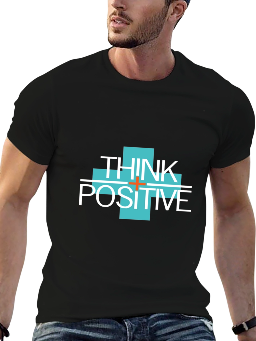 Think Positive Graphic Tee - Mens Black T-Shirt