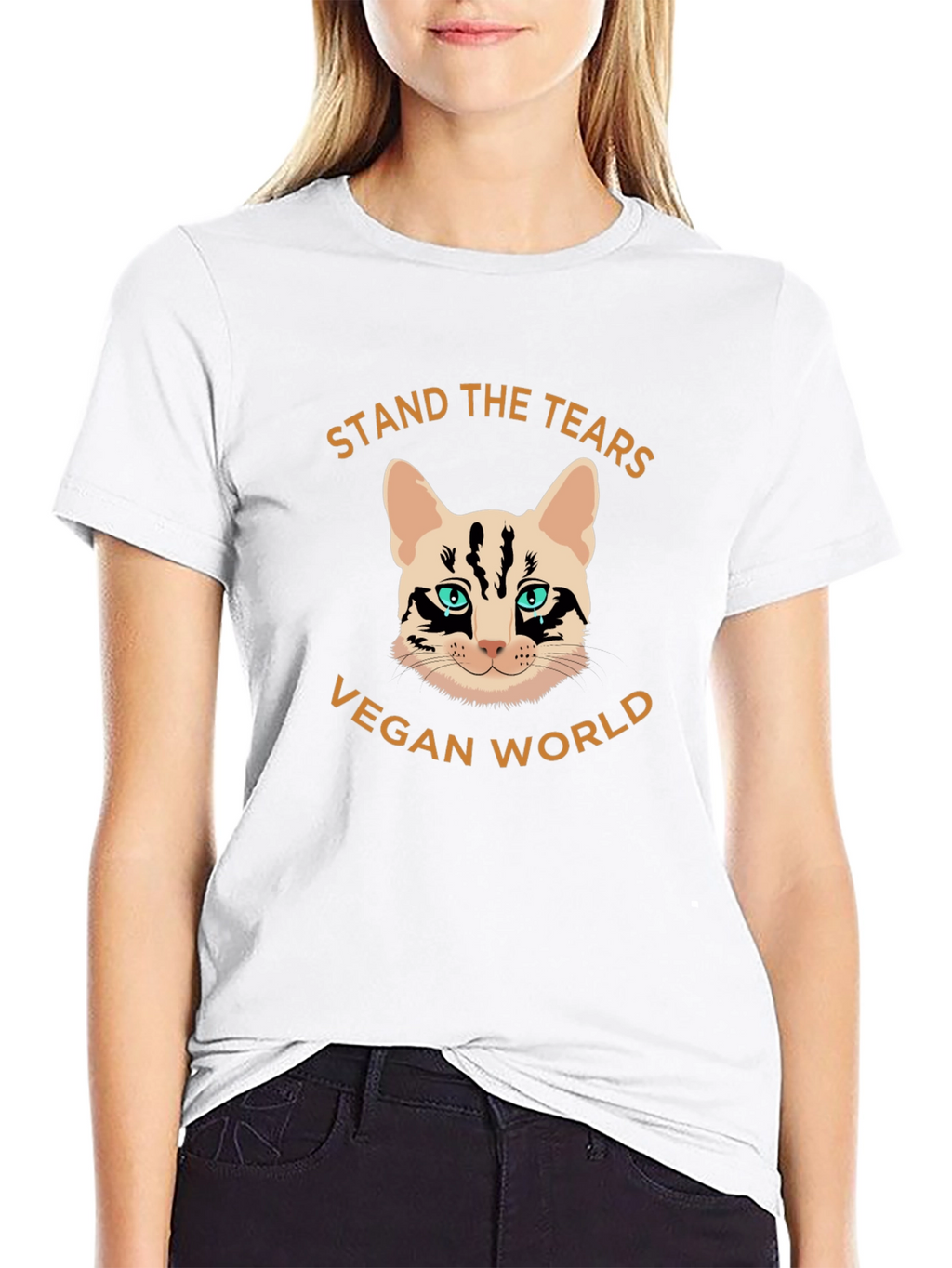 Vegan World Cat Graphic T-Shirt