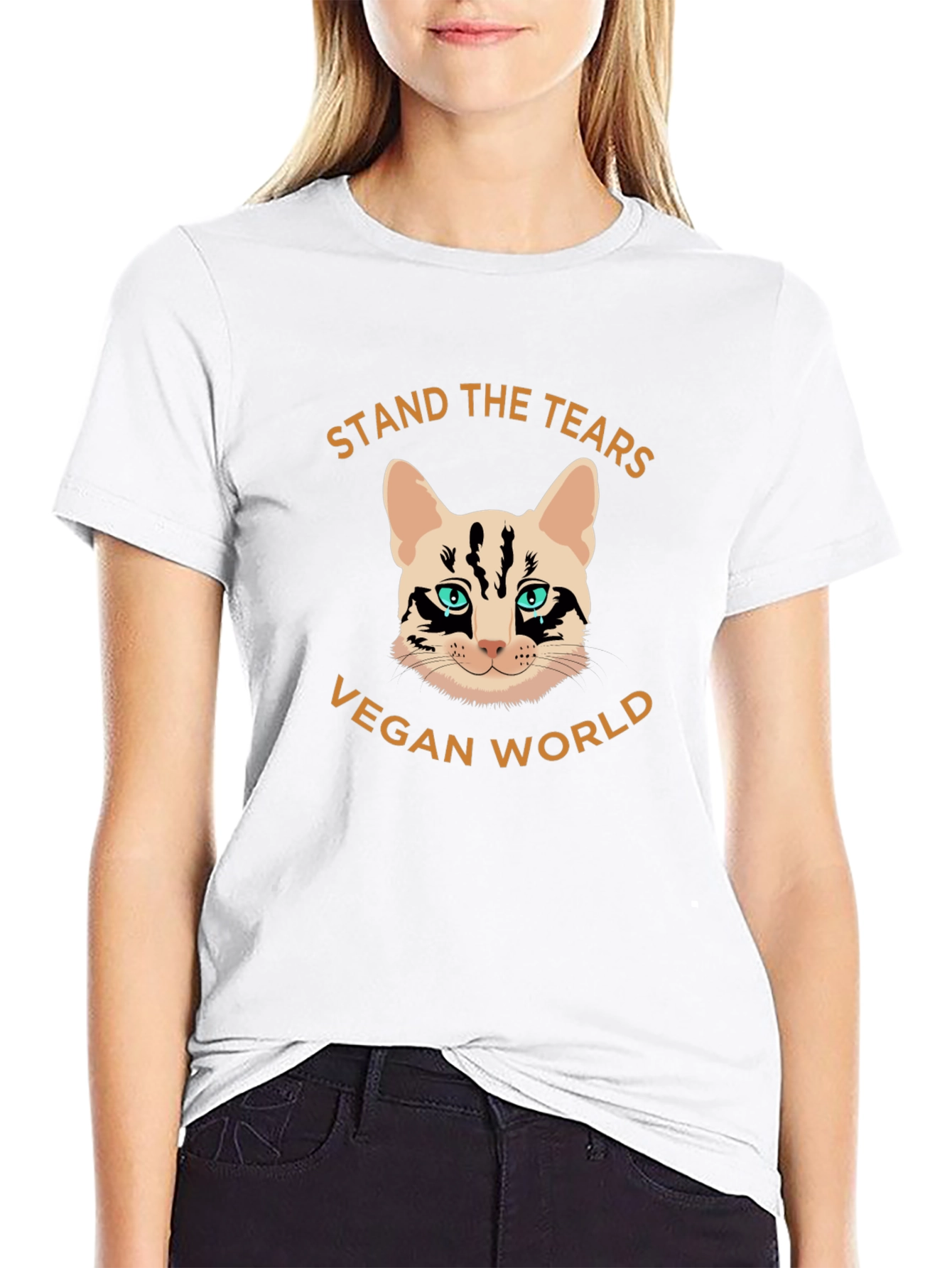 Vegan World Cat Graphic T-Shirt