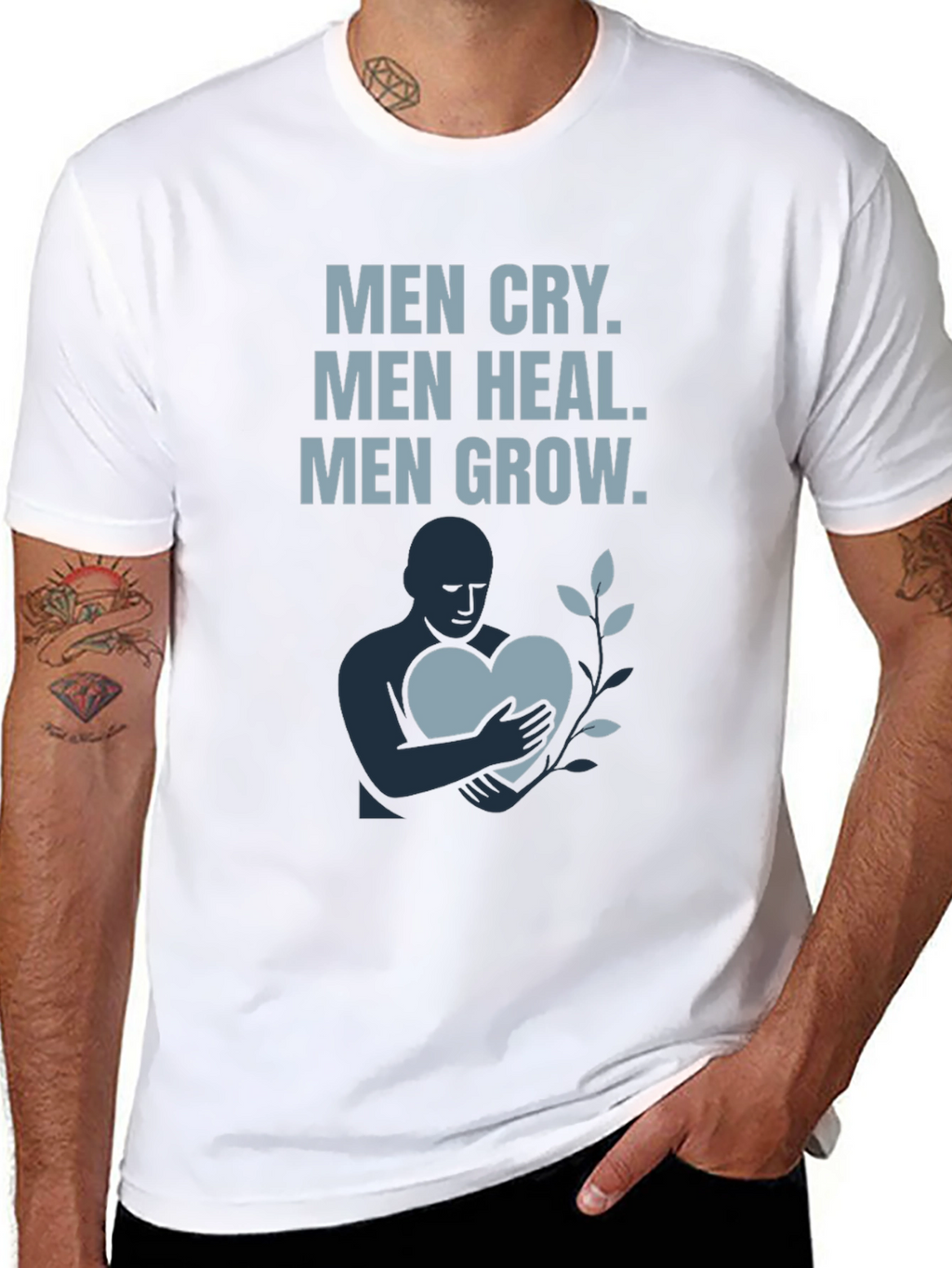 Men Cry Heal Grow Graphic T-Shirt
