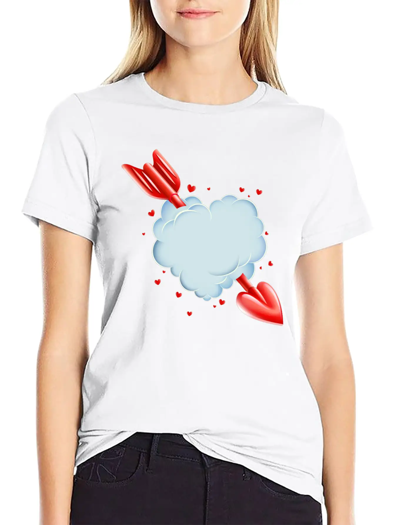 Valentine S Day Cloud Heart Love Tshirt Breathable Graphic T-Shirt – Perfect For Casual Days