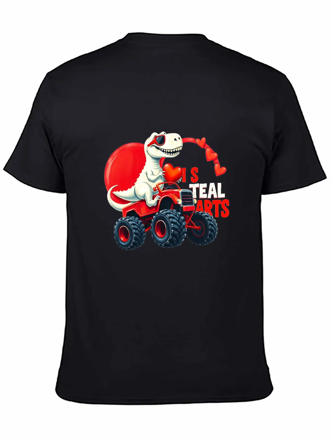 Valentines Day Monster Truck TRex I Steal Hearts Unisex Casual T-Shirt – Clean Design For Daily Comfort