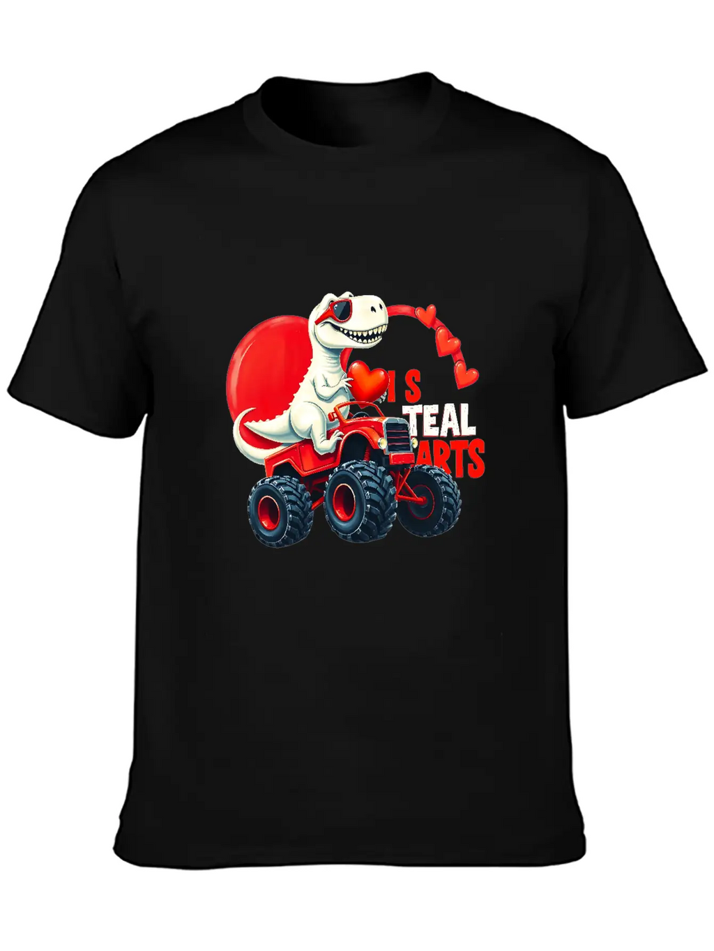 Valentines Day Monster Truck TRex I Steal Hearts Unisex Casual T-Shirt – Clean Design For Daily Comfort