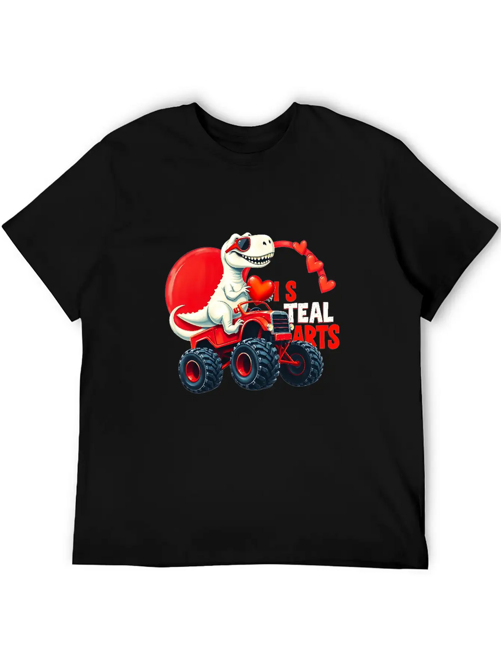 Valentines Day Monster Truck TRex I Steal Hearts Unisex Casual T-Shirt – Clean Design For Daily Comfort