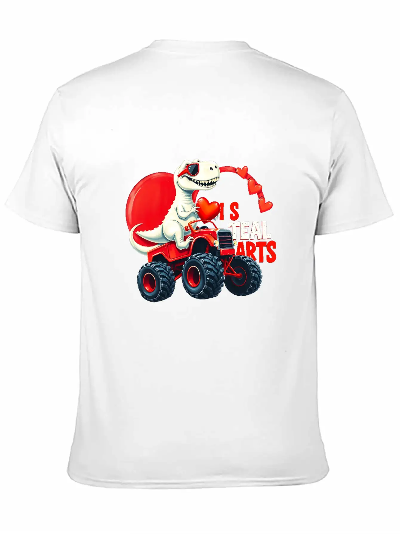 Valentines Day Monster Truck TRex I Steal Hearts Unisex Casual T-Shirt – Clean Design For Daily Comfort