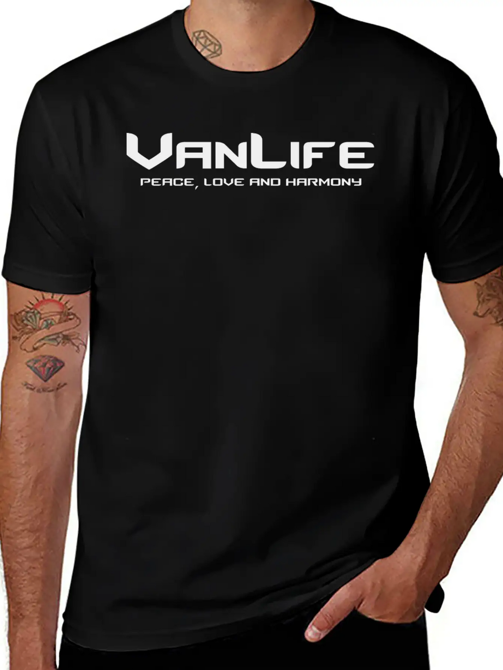Van Life Peace Love And Harmony Breathable Graphic T-Shirt – Perfect For Casual Days