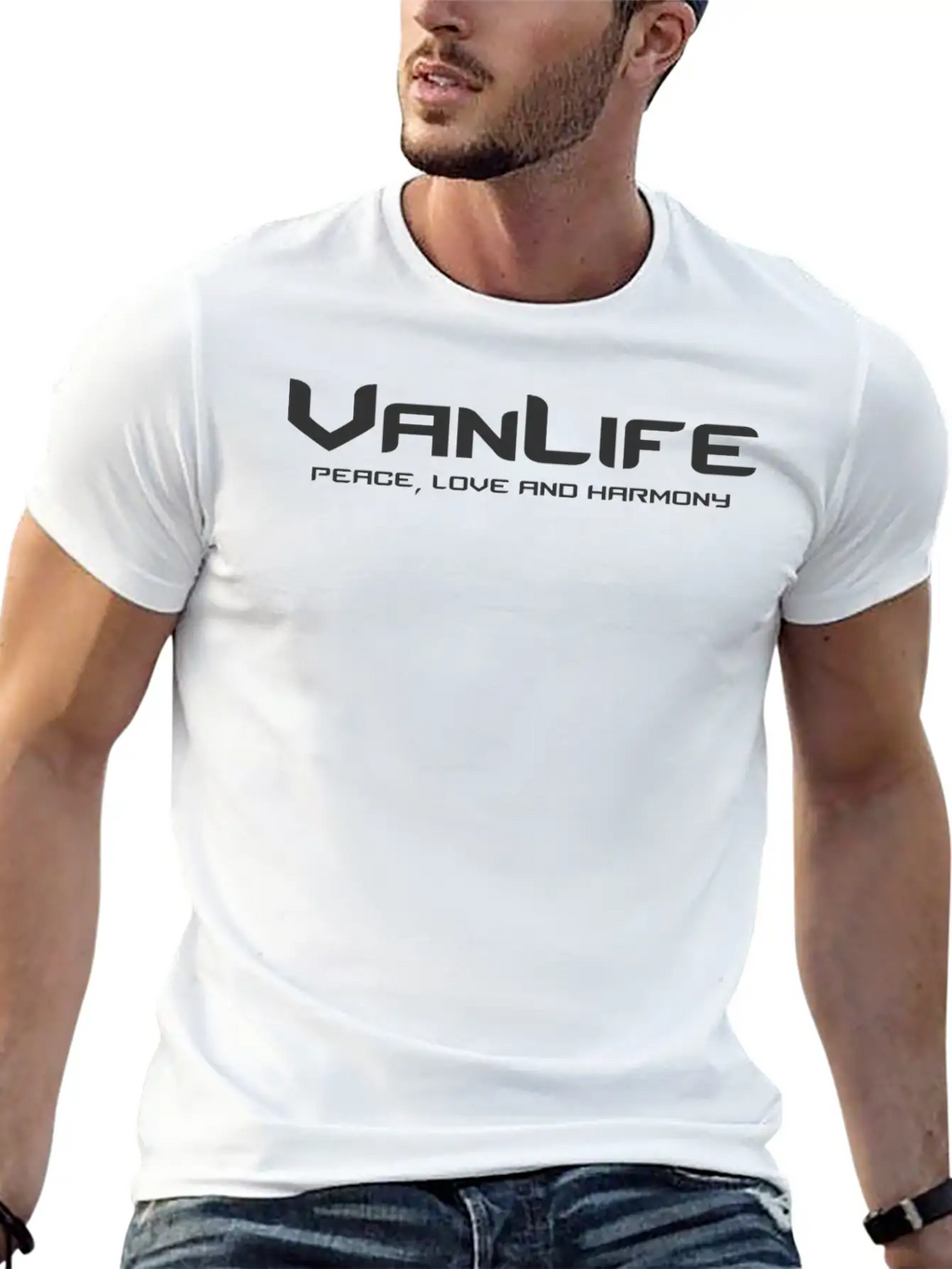 Van Life Peace Love And Harmony Breathable Graphic T-Shirt – Perfect For Casual Days