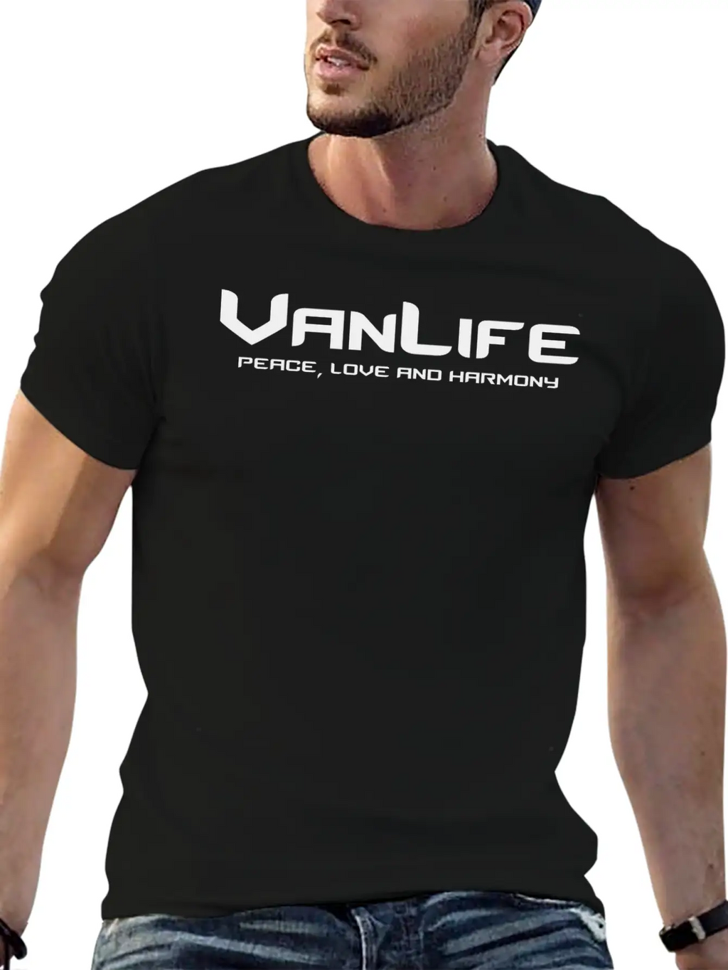 Van Life Peace Love And Harmony Breathable Graphic T-Shirt – Perfect For Casual Days
