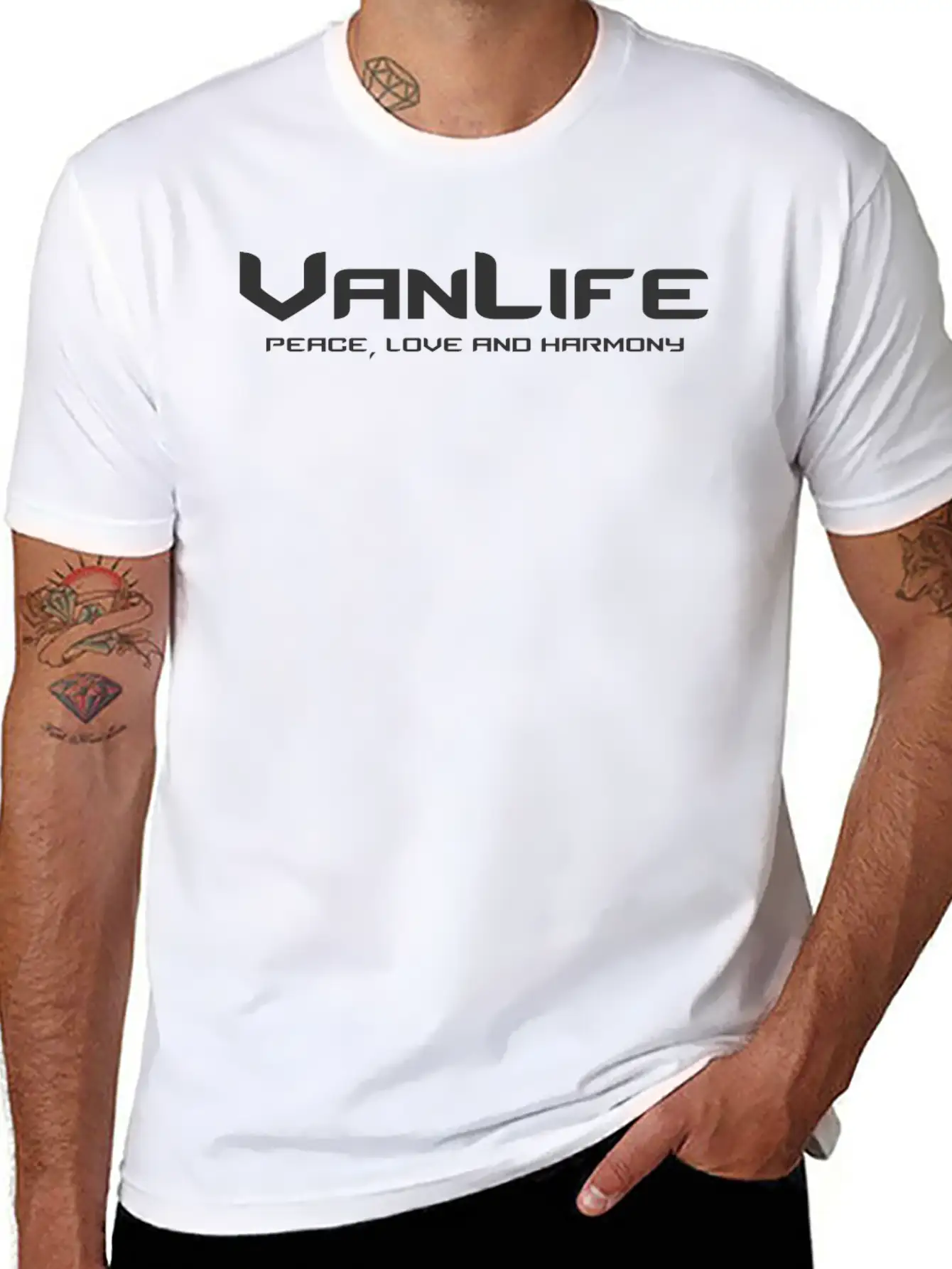 Van Life Peace Love And Harmony Breathable Graphic T-Shirt – Perfect For Casual Days