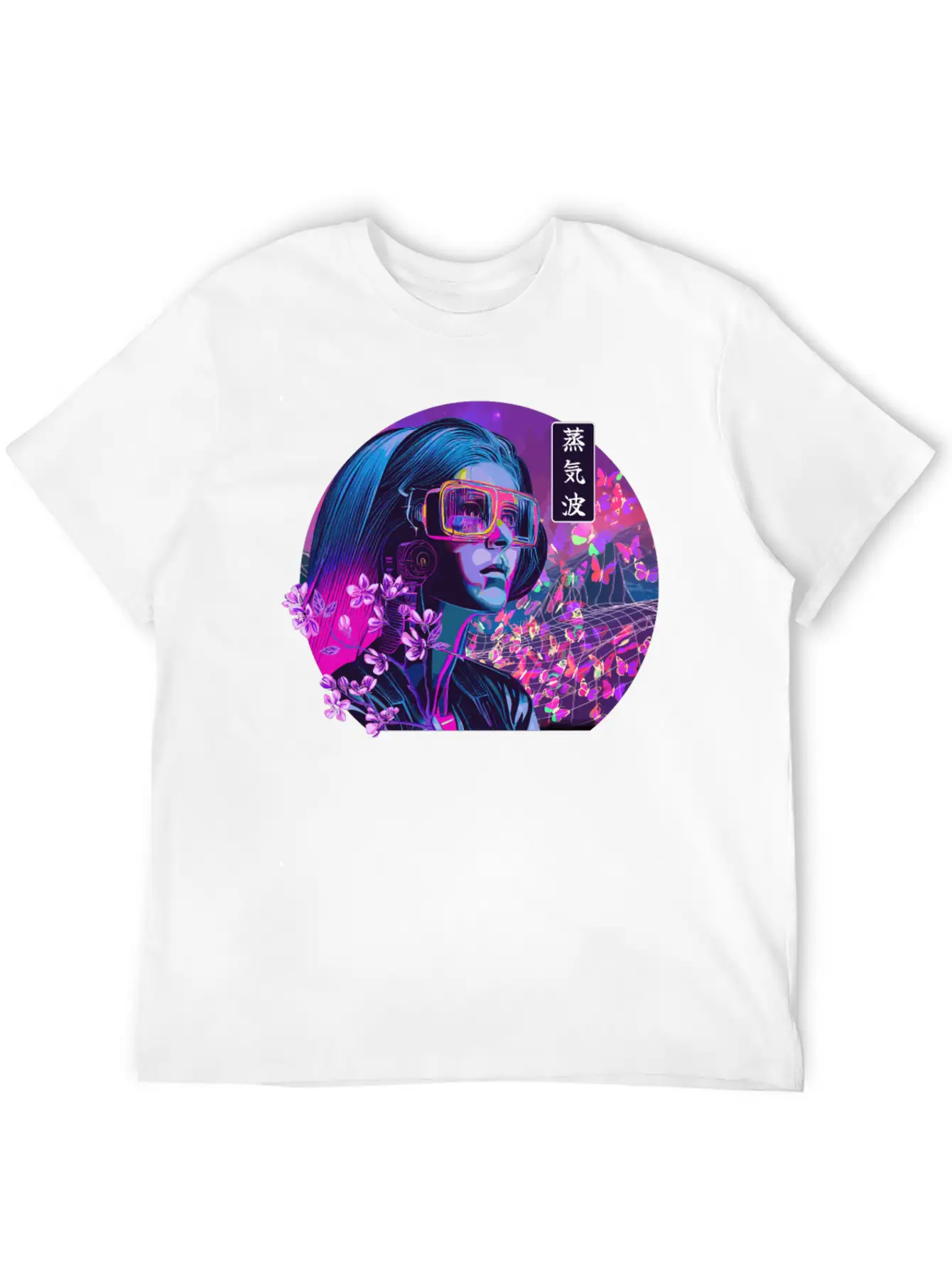 Vaporwave Cherry Blossom Girl Japanese Synthwave Stylish Everyday T-Shirt – Unisex Basic Cotton Tee