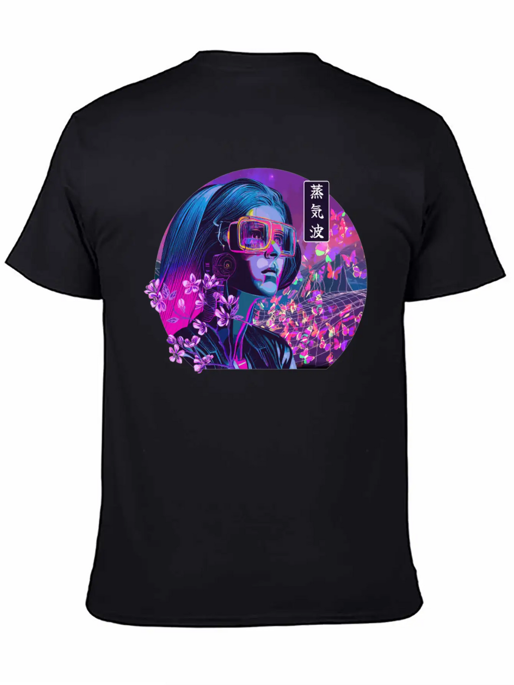 Vaporwave Cherry Blossom Girl Japanese Synthwave Stylish Everyday T-Shirt – Unisex Basic Cotton Tee