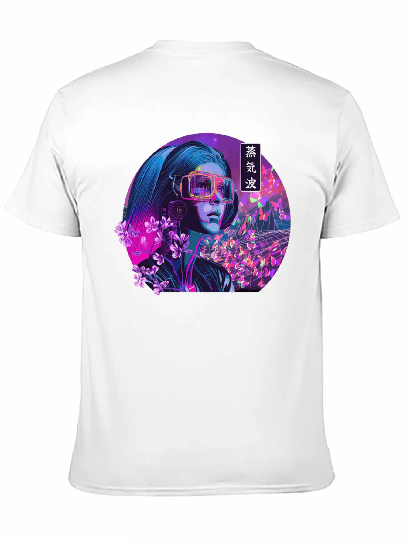Vaporwave Cherry Blossom Girl Japanese Synthwave Stylish Everyday T-Shirt – Unisex Basic Cotton Tee