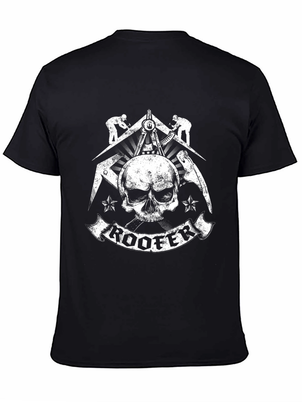Roofer Skull Graphic T-Shirt - Black