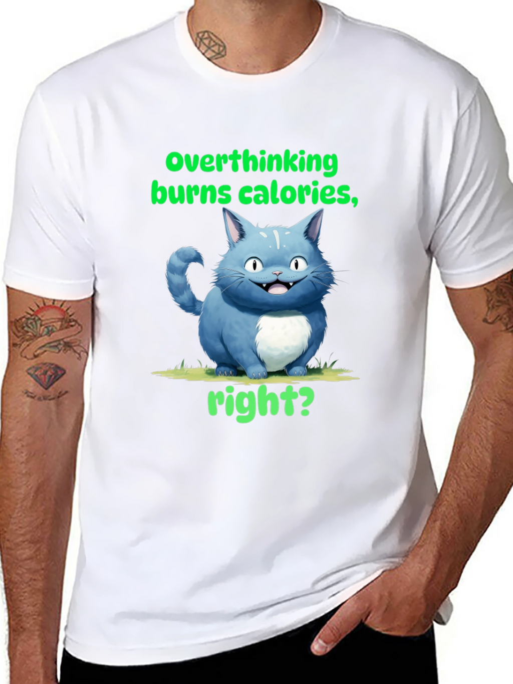 Overthinking Burns Calories T-Shirt Funny Cat Tee
