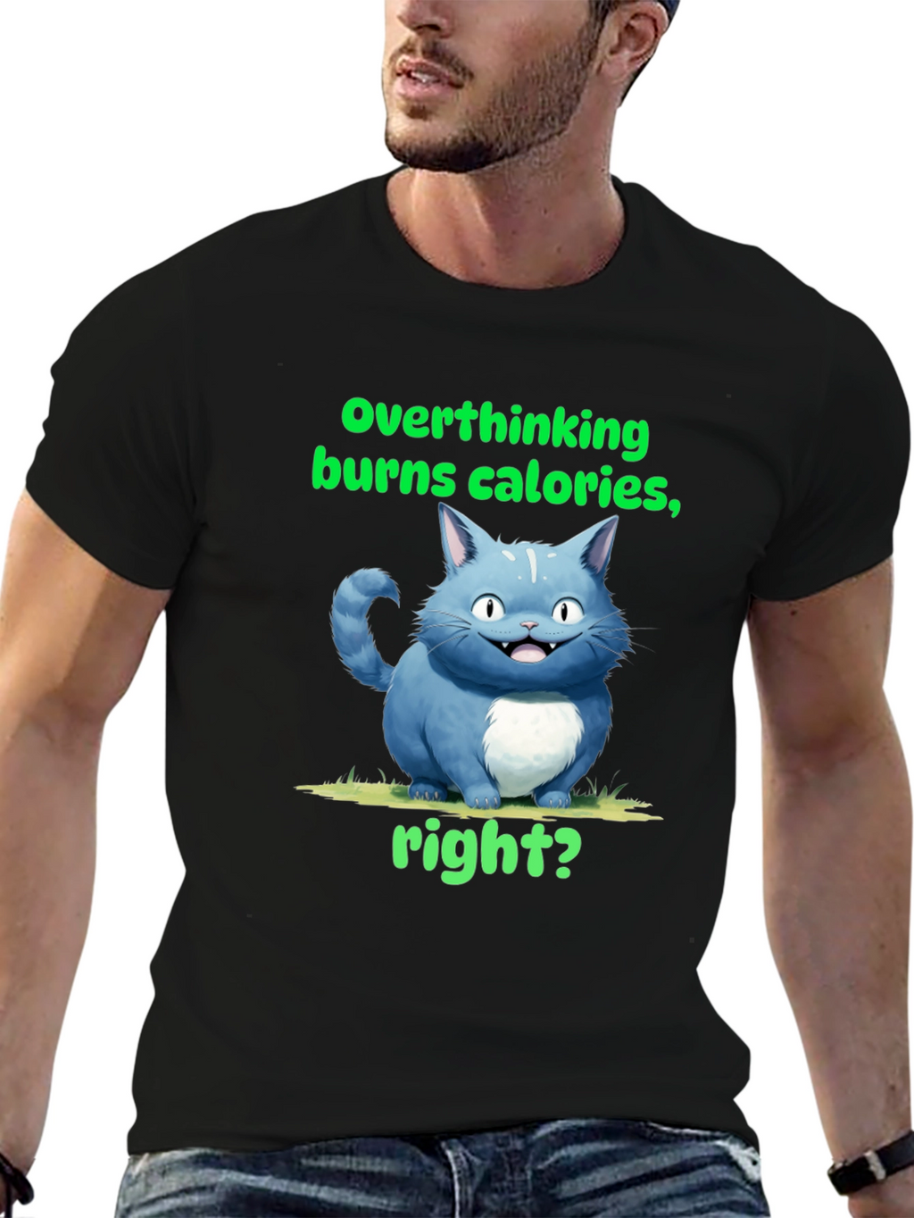Overthinking Burns Calories T-Shirt Funny Cat Tee