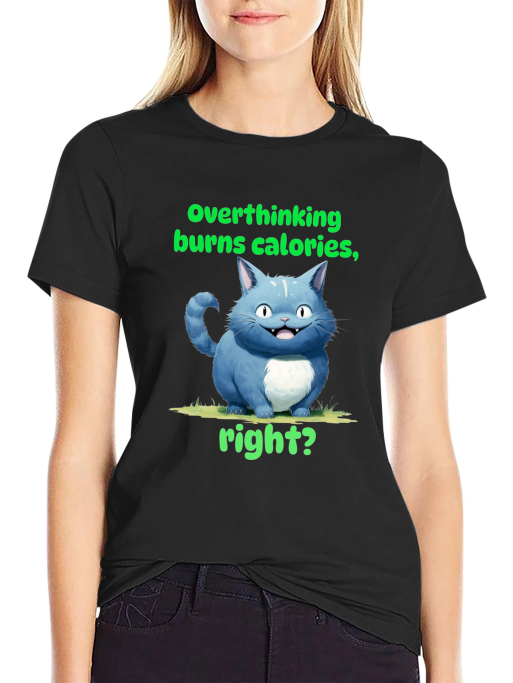 Overthinking Burns Calories T-Shirt Funny Cat Tee