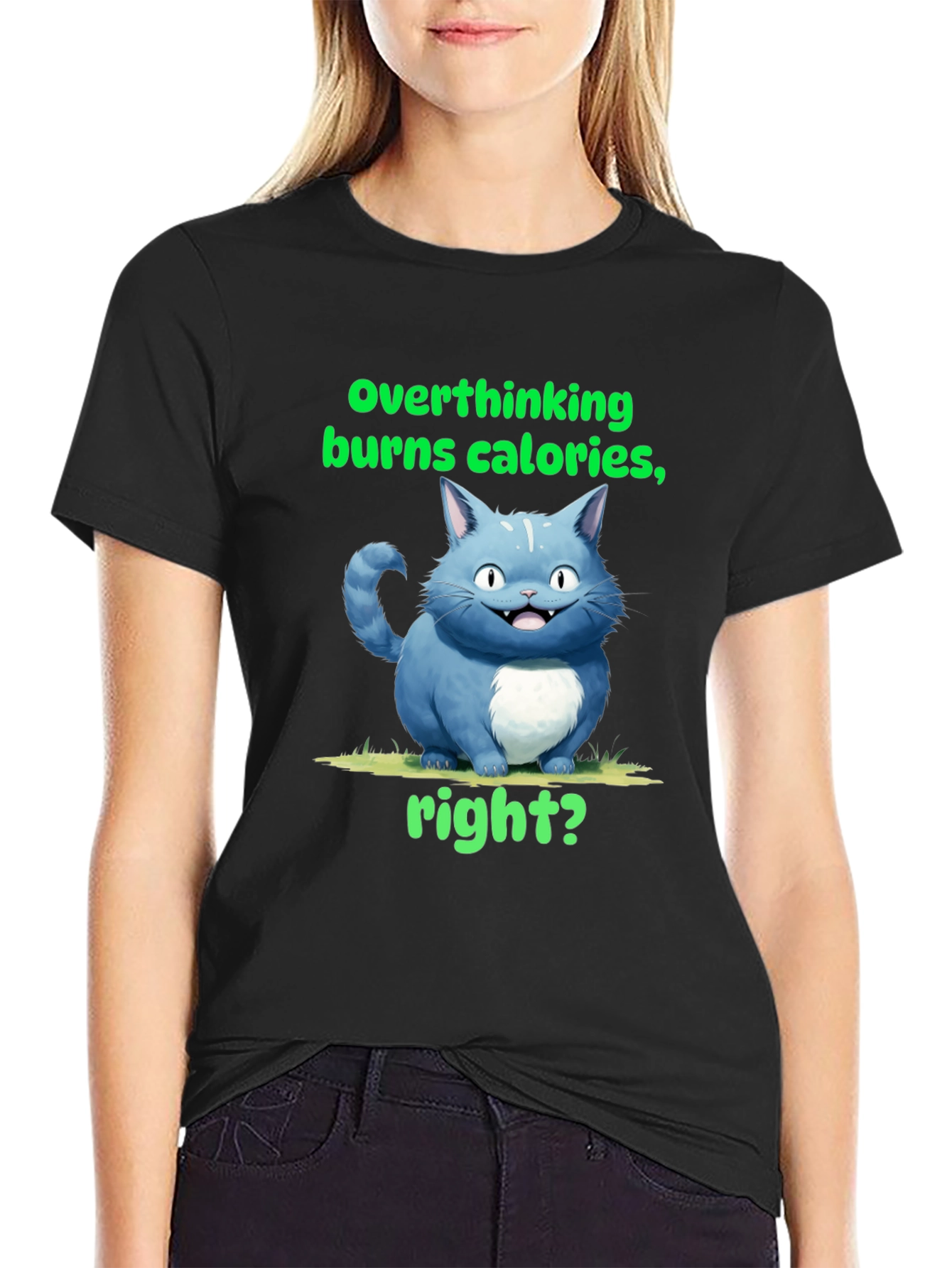 Overthinking Burns Calories T-Shirt Funny Cat Tee