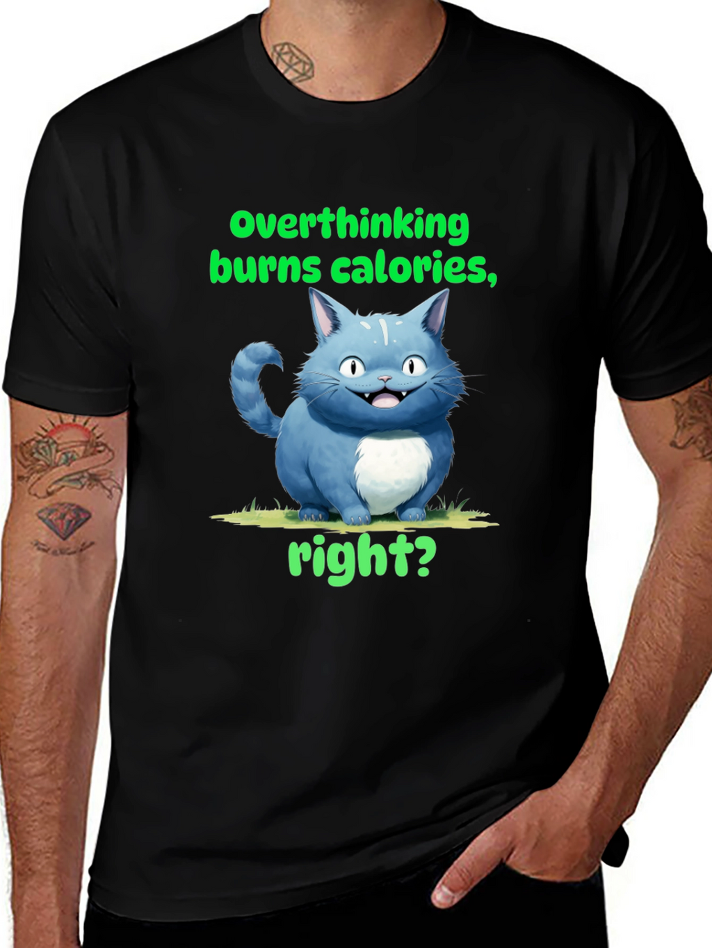 Overthinking Burns Calories T-Shirt Funny Cat Tee