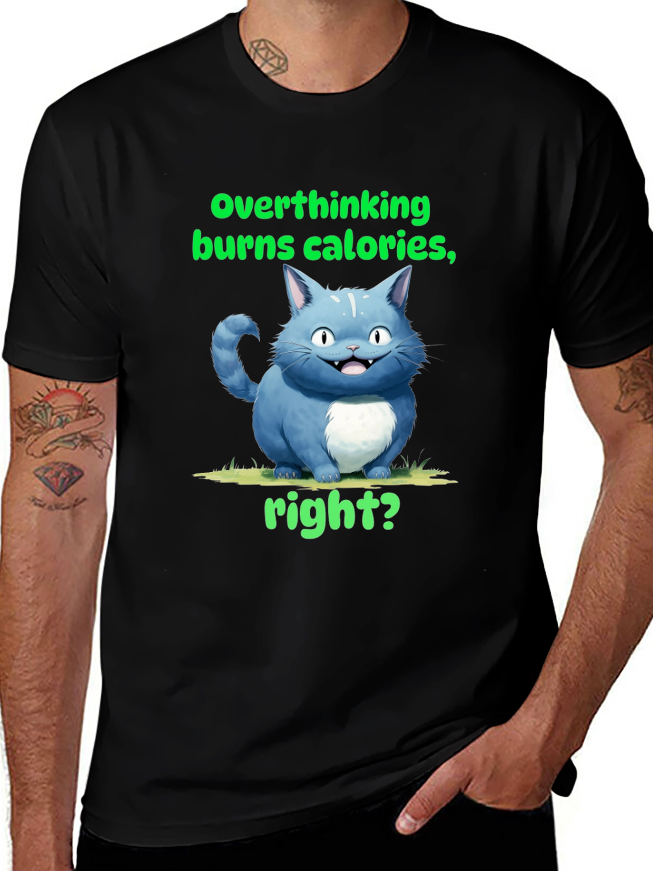 Overthinking Burns Calories T-Shirt Funny Cat Tee