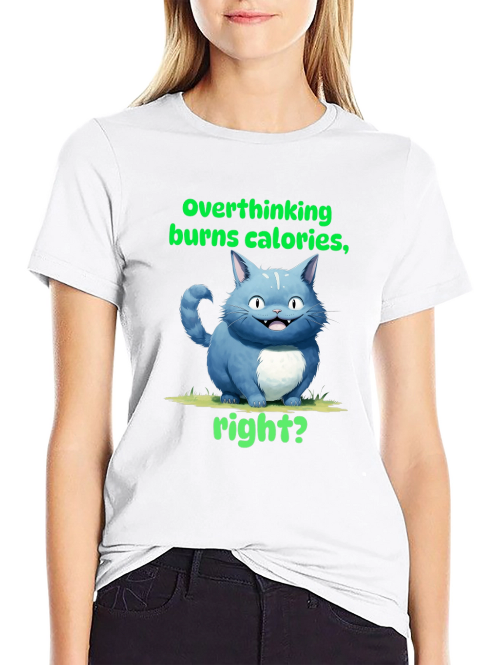 Overthinking Burns Calories T-Shirt Funny Cat Tee