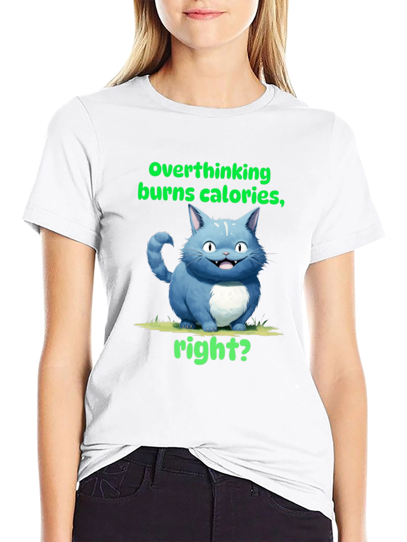 Overthinking Burns Calories T-Shirt Funny Cat Tee