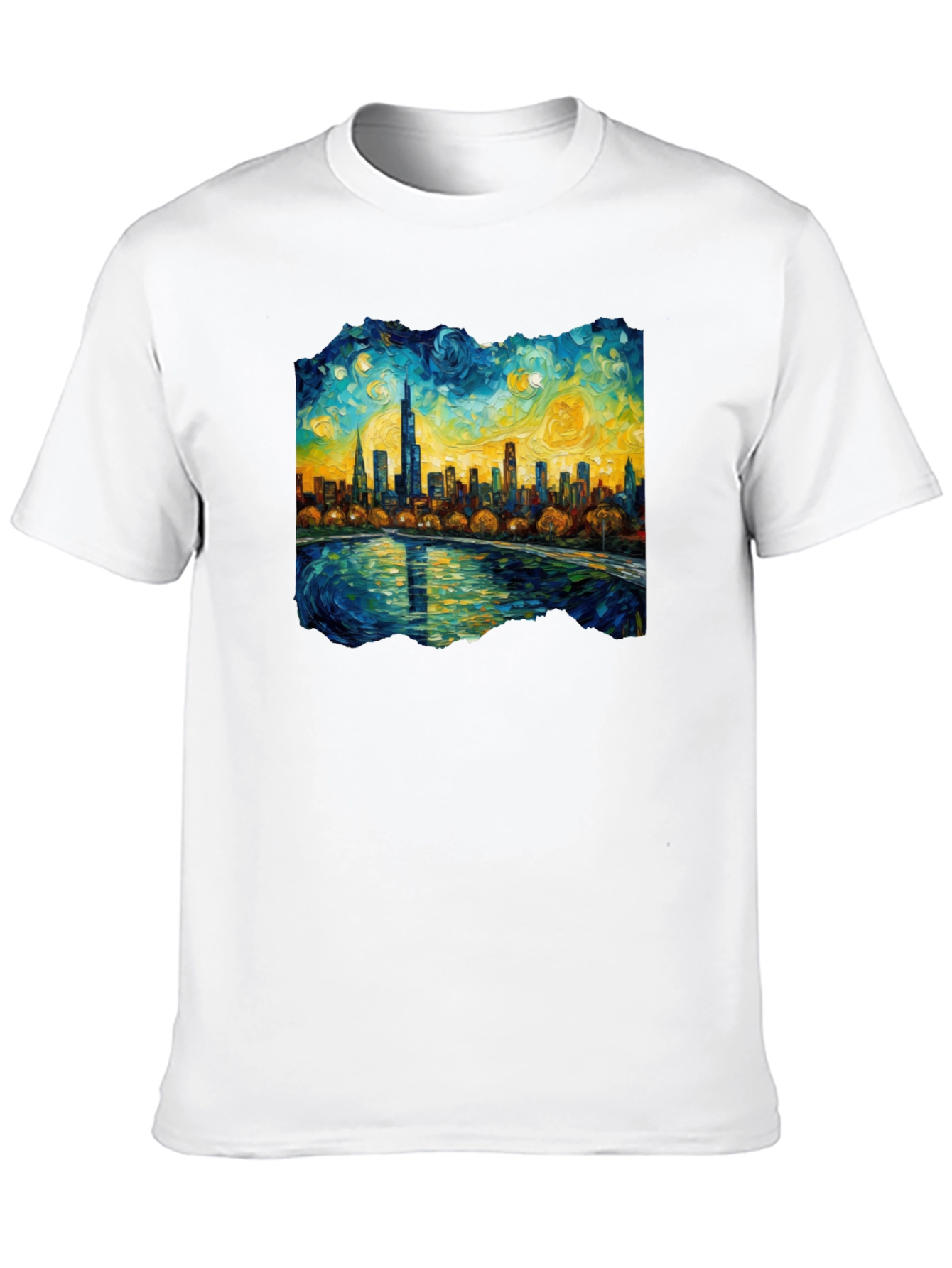 Starry Night Chicago Skyline Graphic Tee
