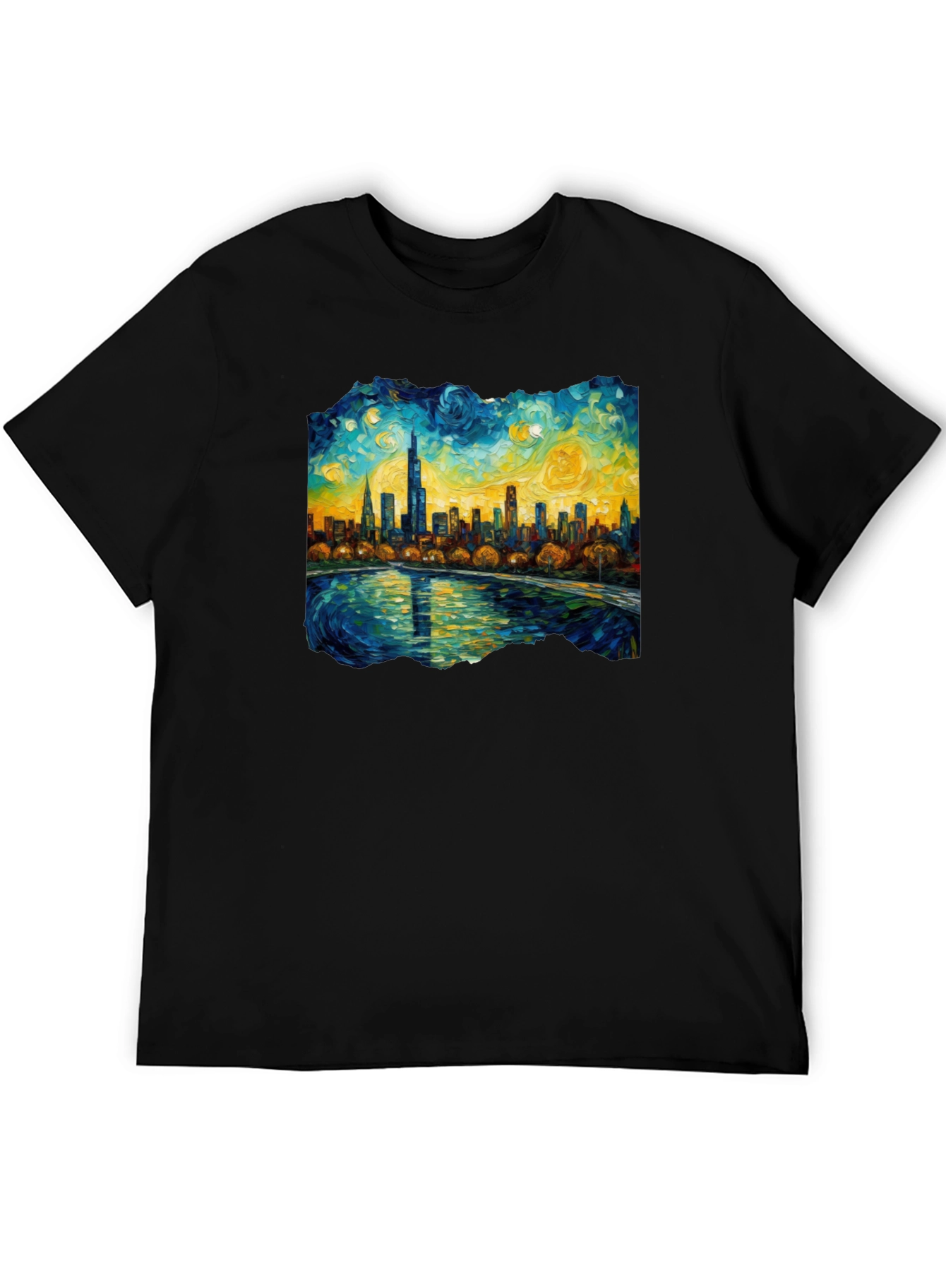 Starry Night Chicago Skyline Graphic Tee