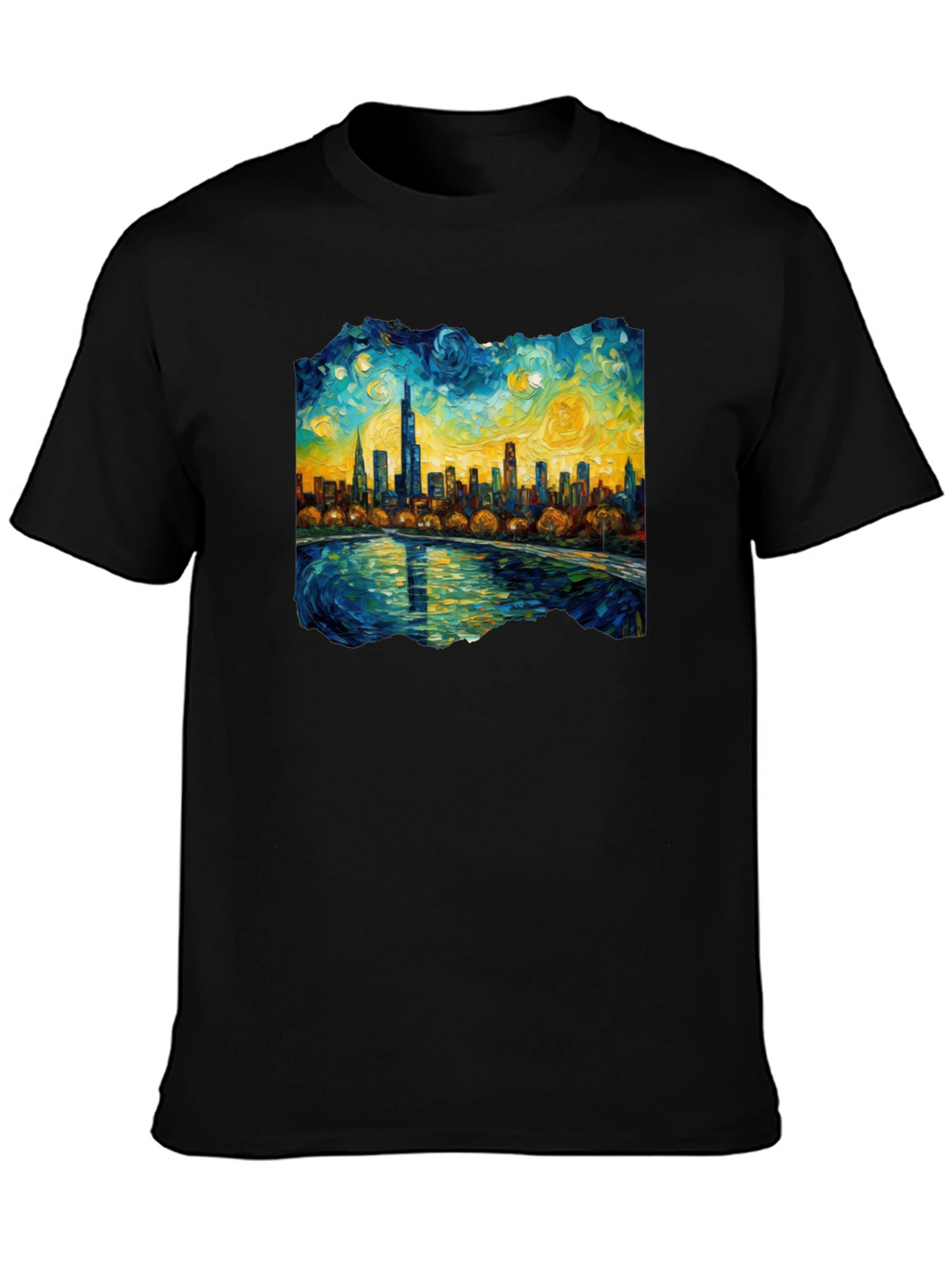 Starry Night Chicago Skyline Graphic Tee