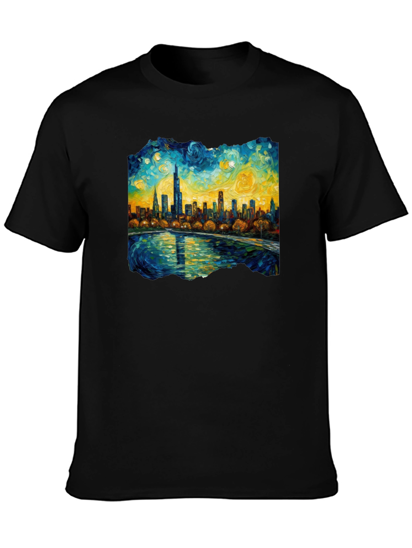 Starry Night Chicago Skyline Graphic Tee