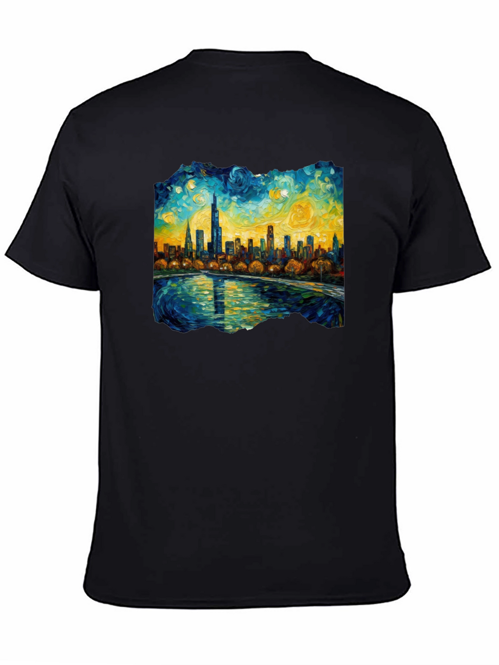 Starry Night Chicago Skyline Graphic Tee