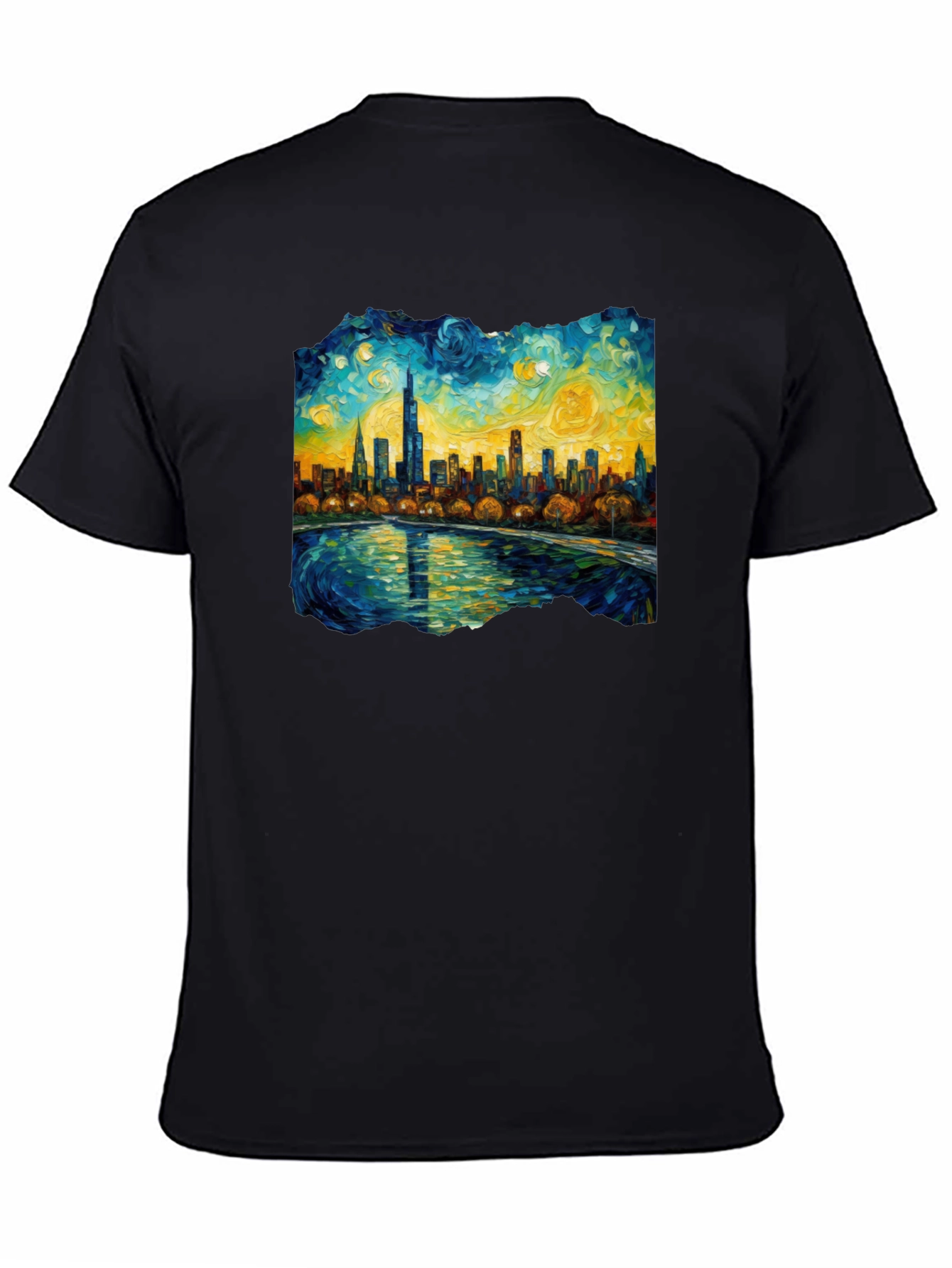 Starry Night Chicago Skyline Graphic Tee