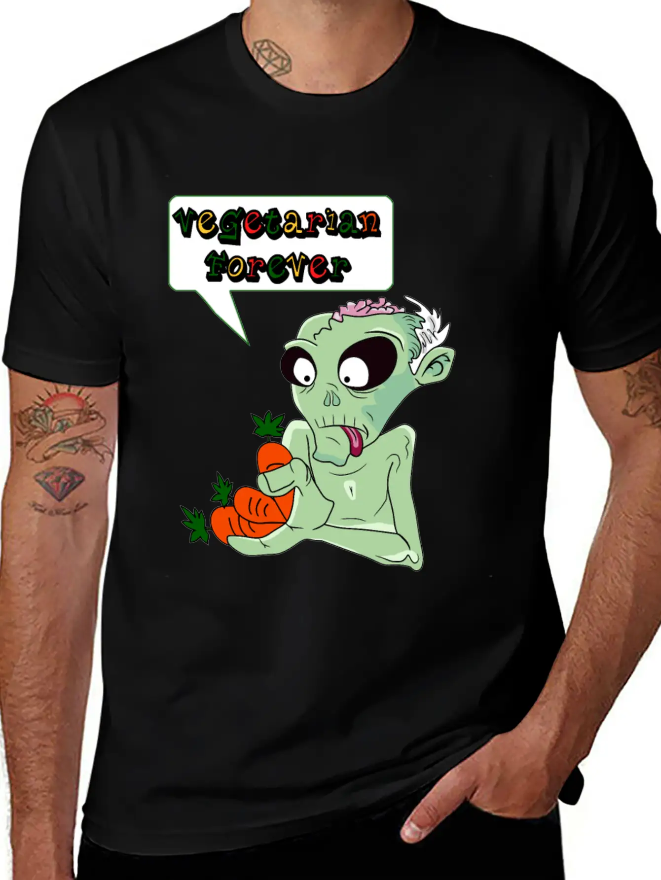 Vegan Veggie Zombie Birthday Present Idea Basic Graphic T-Shirt – Daily Comfort In Soft Cotton