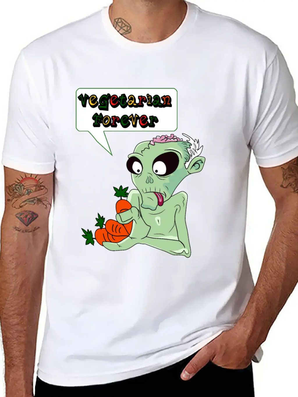 Vegan Veggie Zombie Birthday Present Idea Basic Graphic T-Shirt – Daily Comfort In Soft Cotton