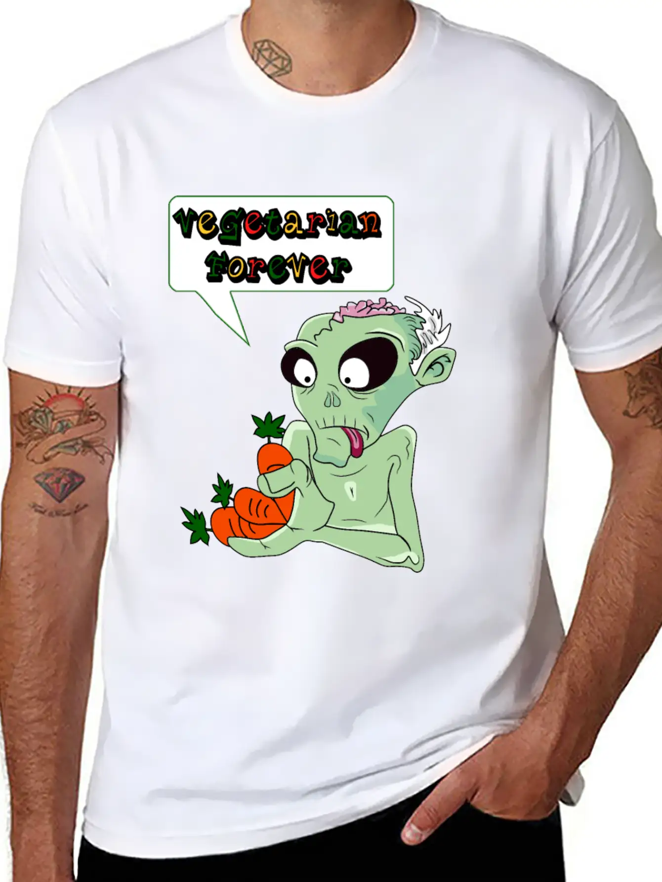 Vegan Veggie Zombie Birthday Present Idea Basic Graphic T-Shirt – Daily Comfort In Soft Cotton