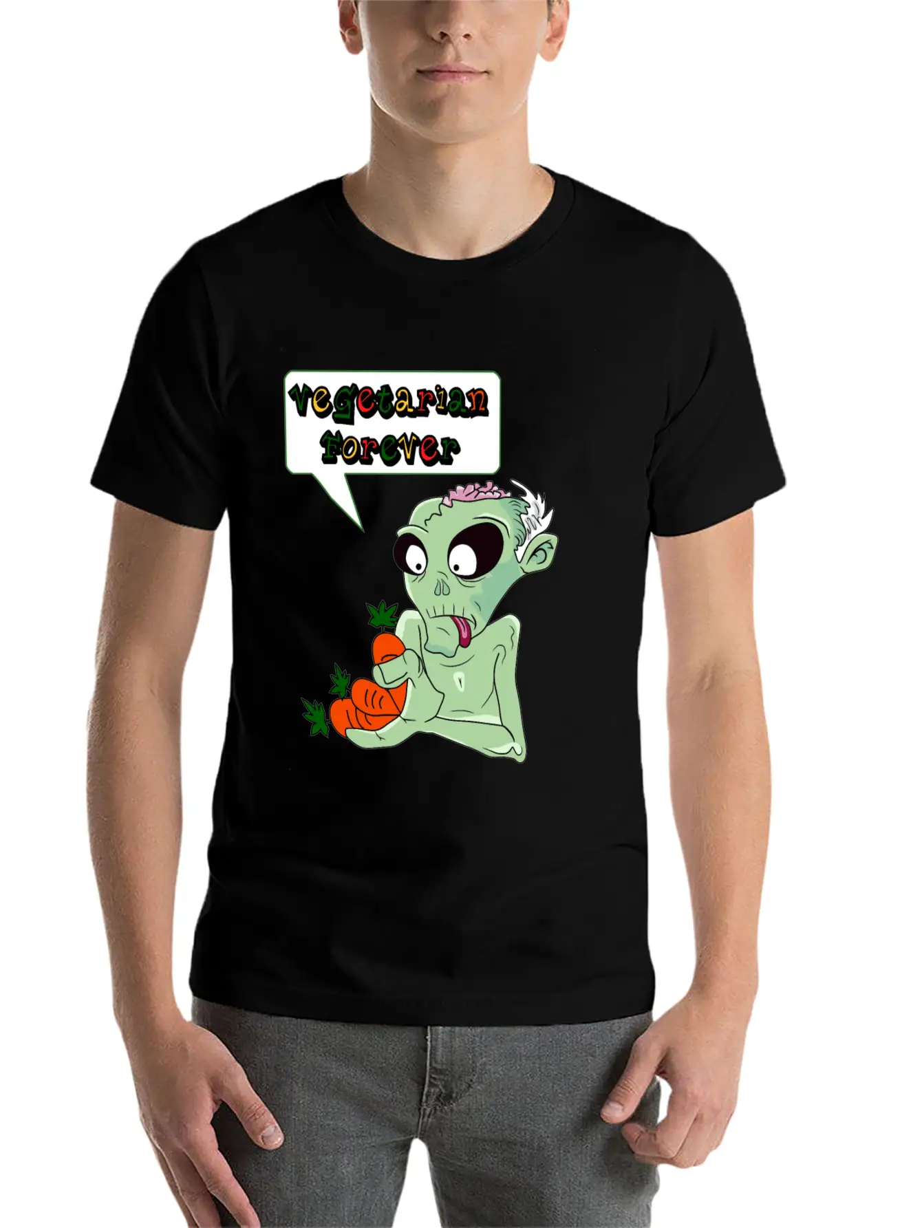 Vegan Veggie Zombie Birthday Present Idea Basic Graphic T-Shirt – Daily Comfort In Soft Cotton