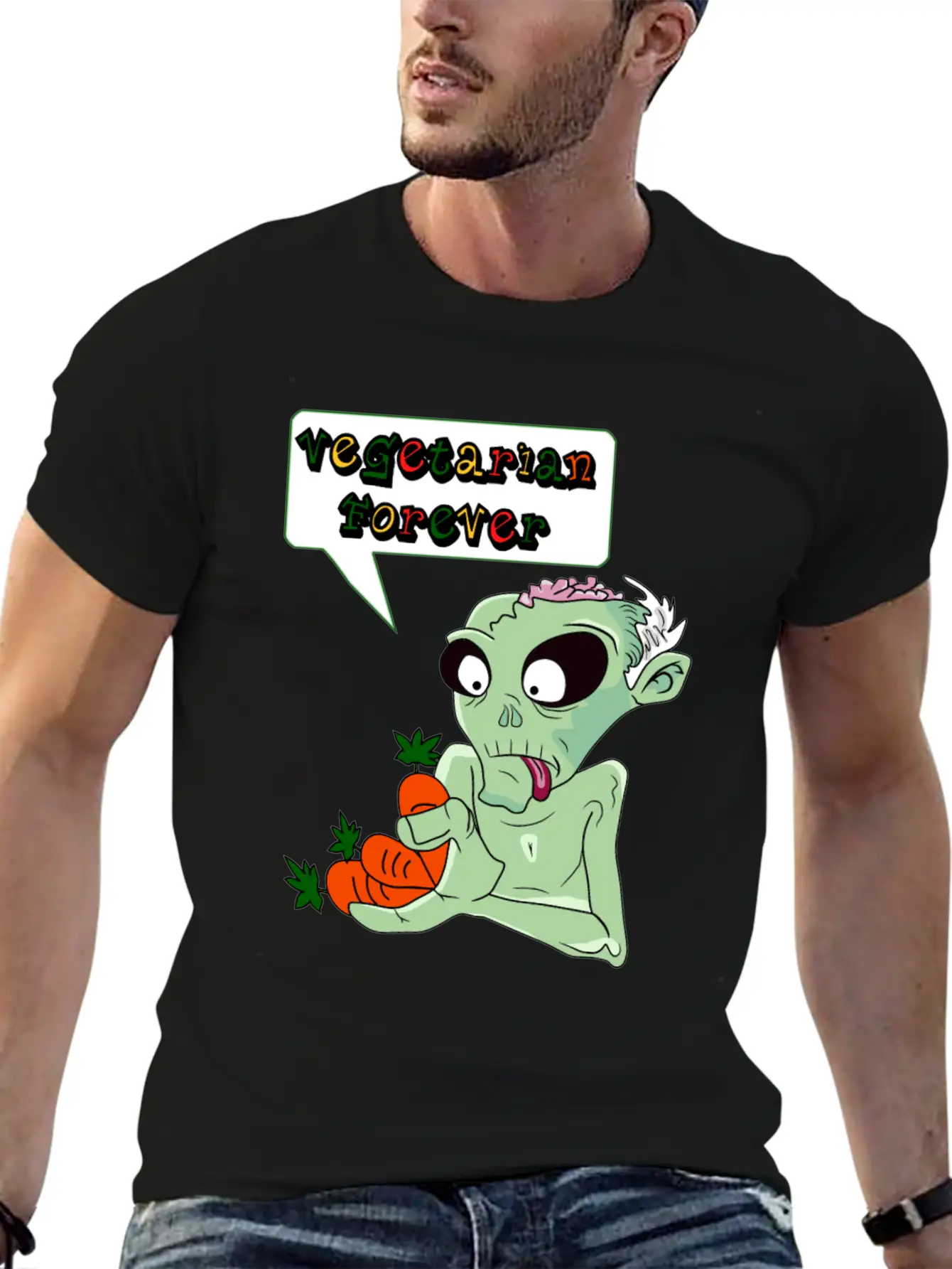 Vegan Veggie Zombie Birthday Present Idea Basic Graphic T-Shirt – Daily Comfort In Soft Cotton