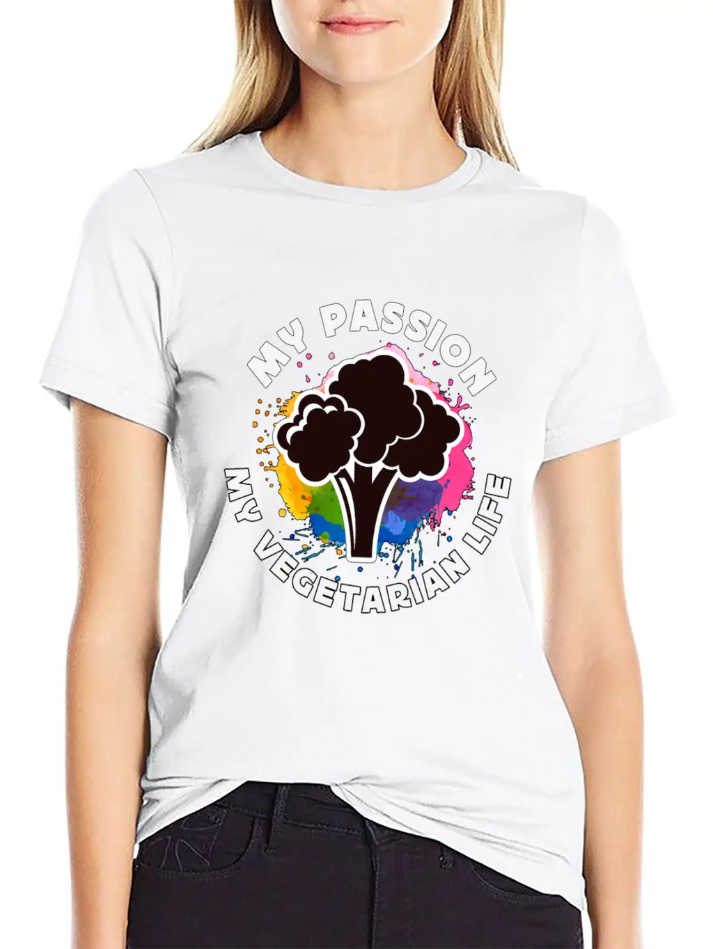Vegetarian My Passion My Vegetarian Healthy Eating Breathable Soft Cotton T-Shirt – Timeless Casual Look