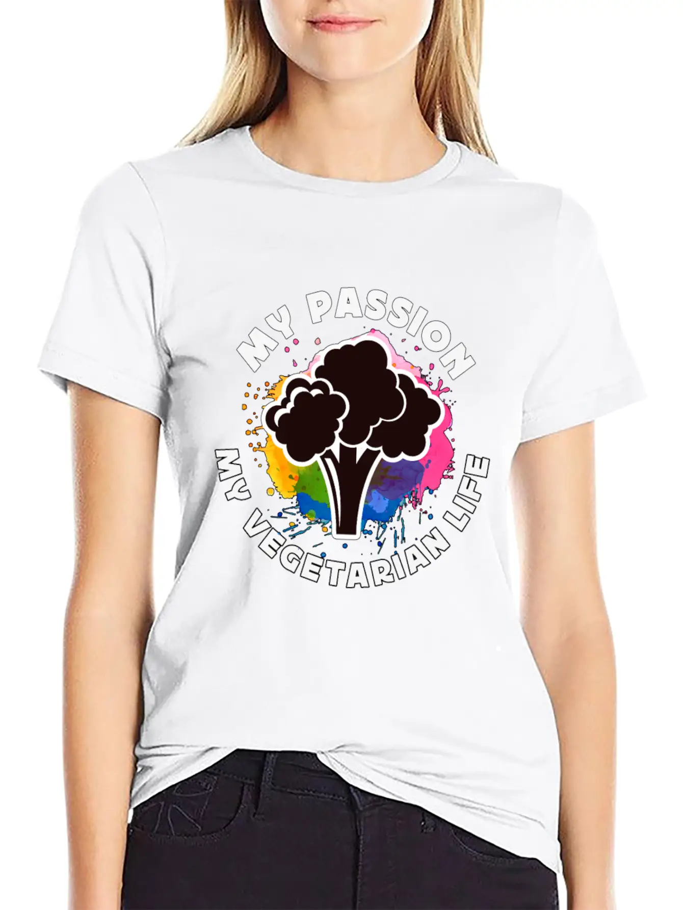 Vegetarian My Passion My Vegetarian Healthy Eating Breathable Soft Cotton T-Shirt – Timeless Casual Look