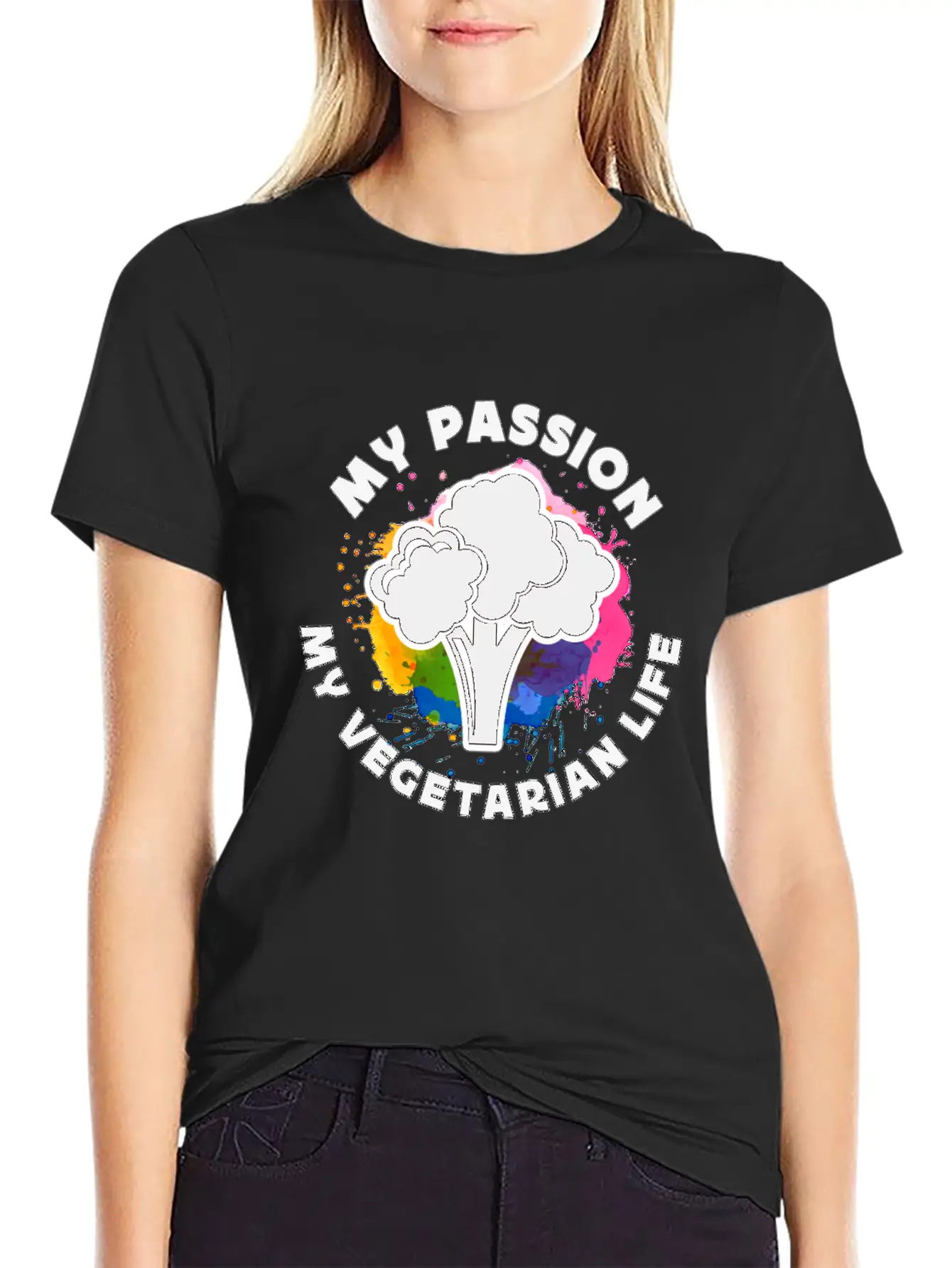Vegetarian My Passion My Vegetarian Healthy Eating Breathable Soft Cotton T-Shirt – Timeless Casual Look