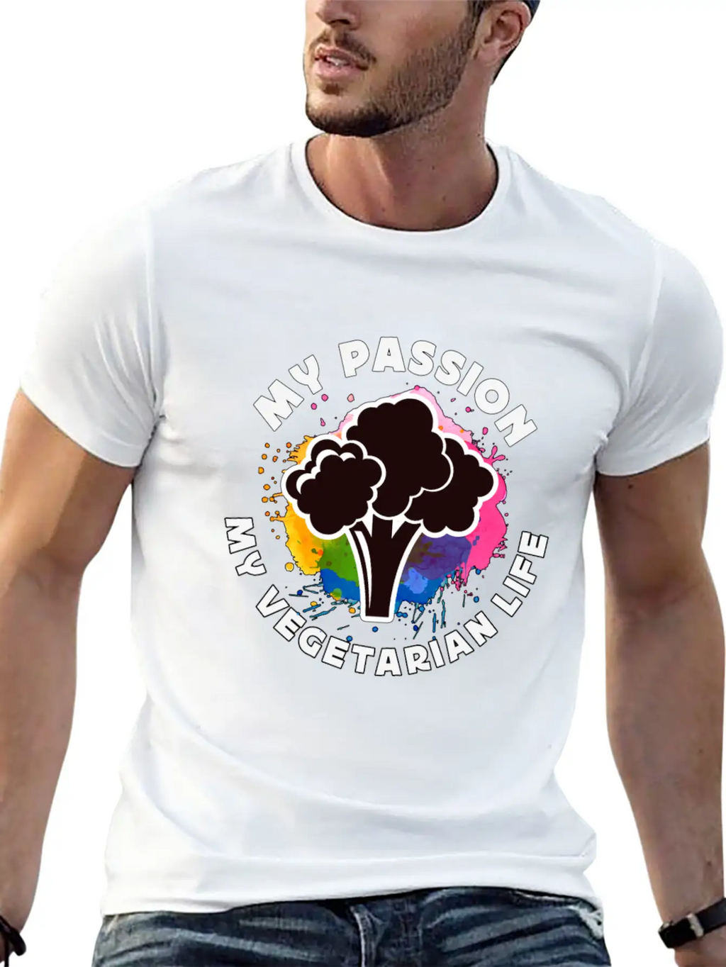 Vegetarian My Passion My Vegetarian Healthy Eating Breathable Soft Cotton T-Shirt – Timeless Casual Look