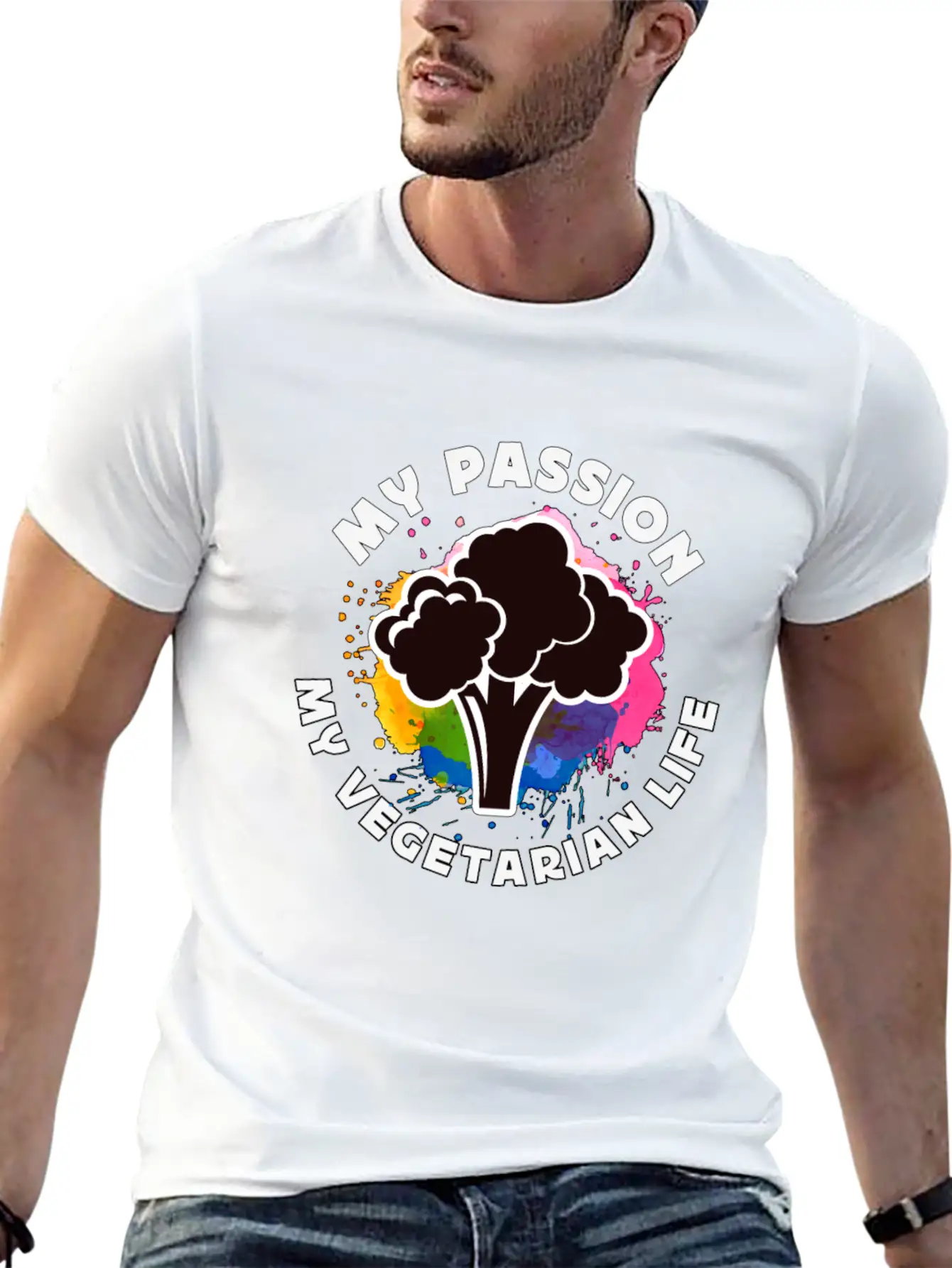 Vegetarian My Passion My Vegetarian Healthy Eating Breathable Soft Cotton T-Shirt – Timeless Casual Look