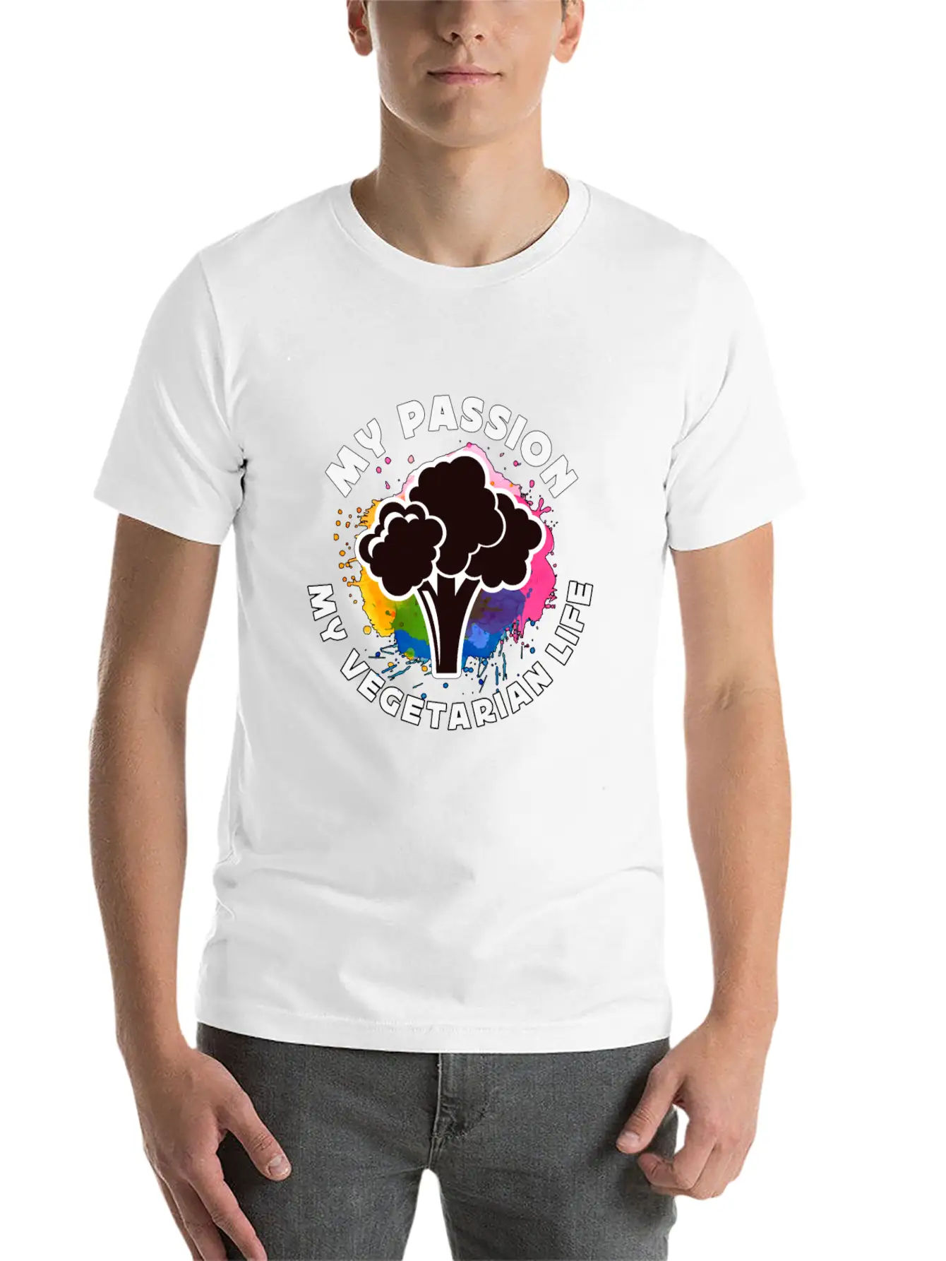 Vegetarian My Passion My Vegetarian Healthy Eating Breathable Soft Cotton T-Shirt – Timeless Casual Look