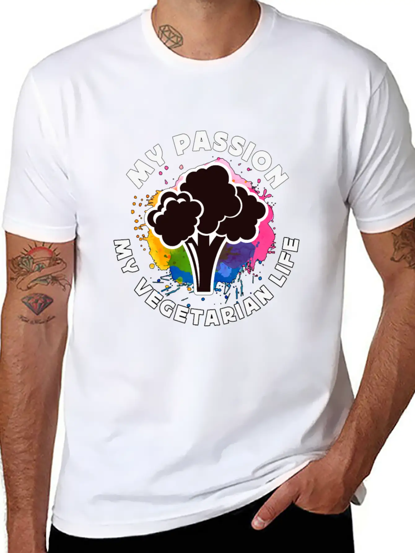 Vegetarian My Passion My Vegetarian Healthy Eating Breathable Soft Cotton T-Shirt – Timeless Casual Look