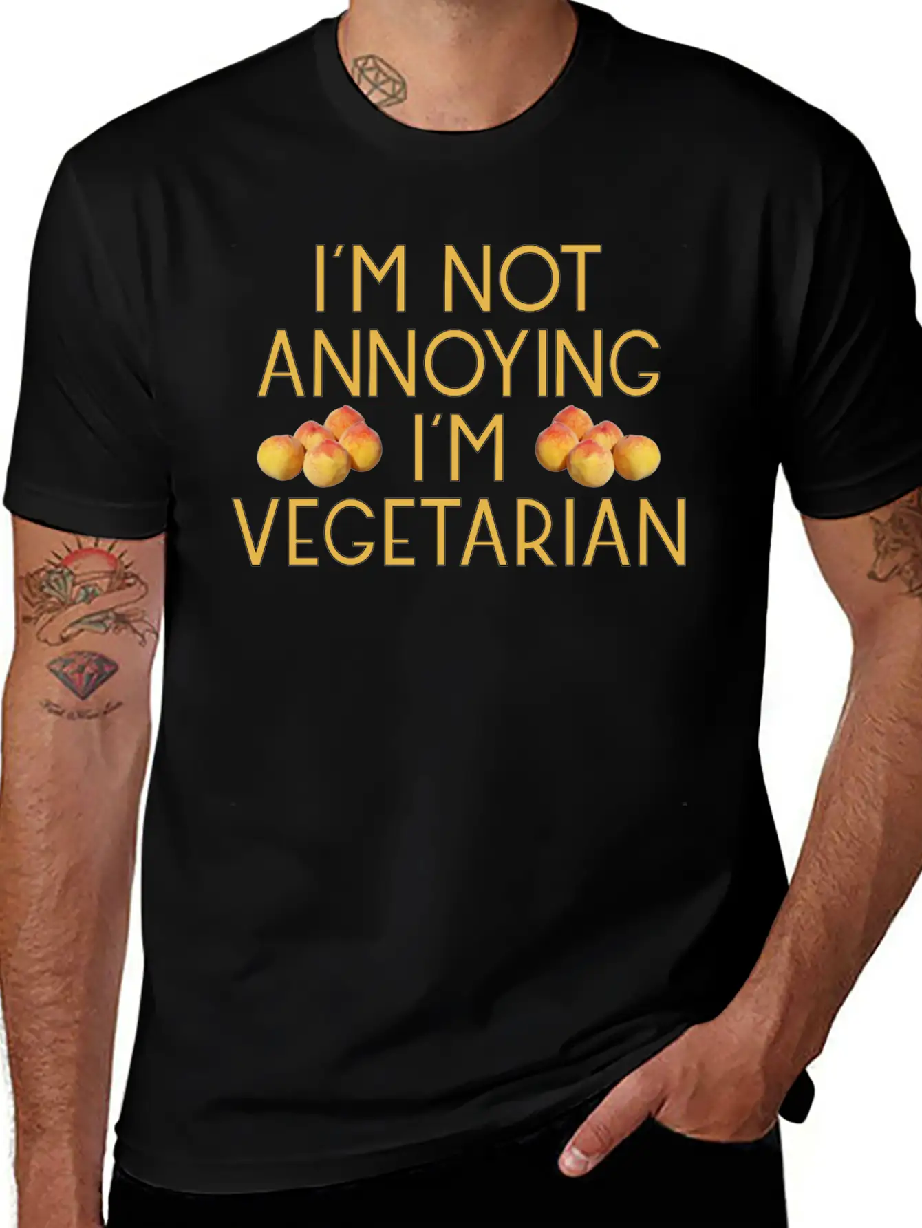 Vegetarian Vegan Veggie Pfirsich Peach12 Essential Cotton Tee For Daily Outfits – Unisex Style