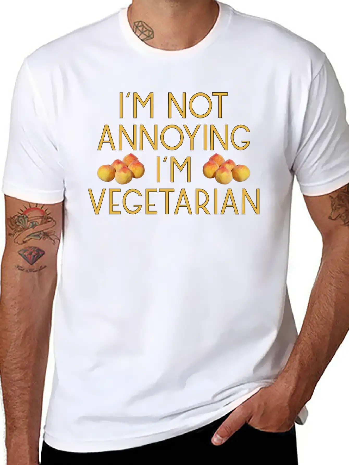 Vegetarian Vegan Veggie Pfirsich Peach12 Essential Cotton Tee For Daily Outfits – Unisex Style